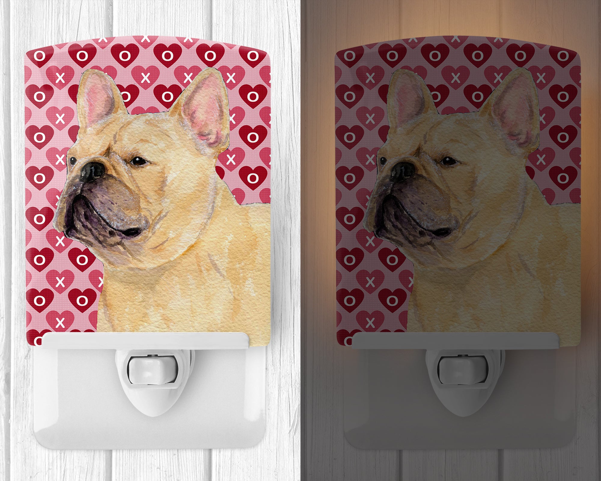 French Bulldog Hearts Love and Valentine's Day Portrait Ceramic Night Light SS4485CNL - the-store.com