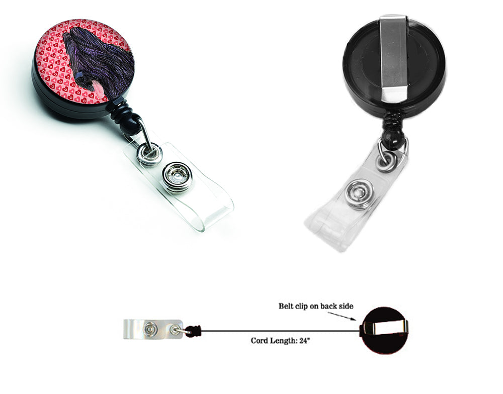 Briard Love  Retractable Badge Reel or ID Holder with Clip.