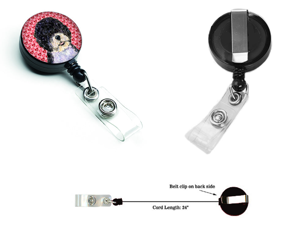Portuguese Water Dog Love Retractable Badge Reel or ID Holder with Clip.