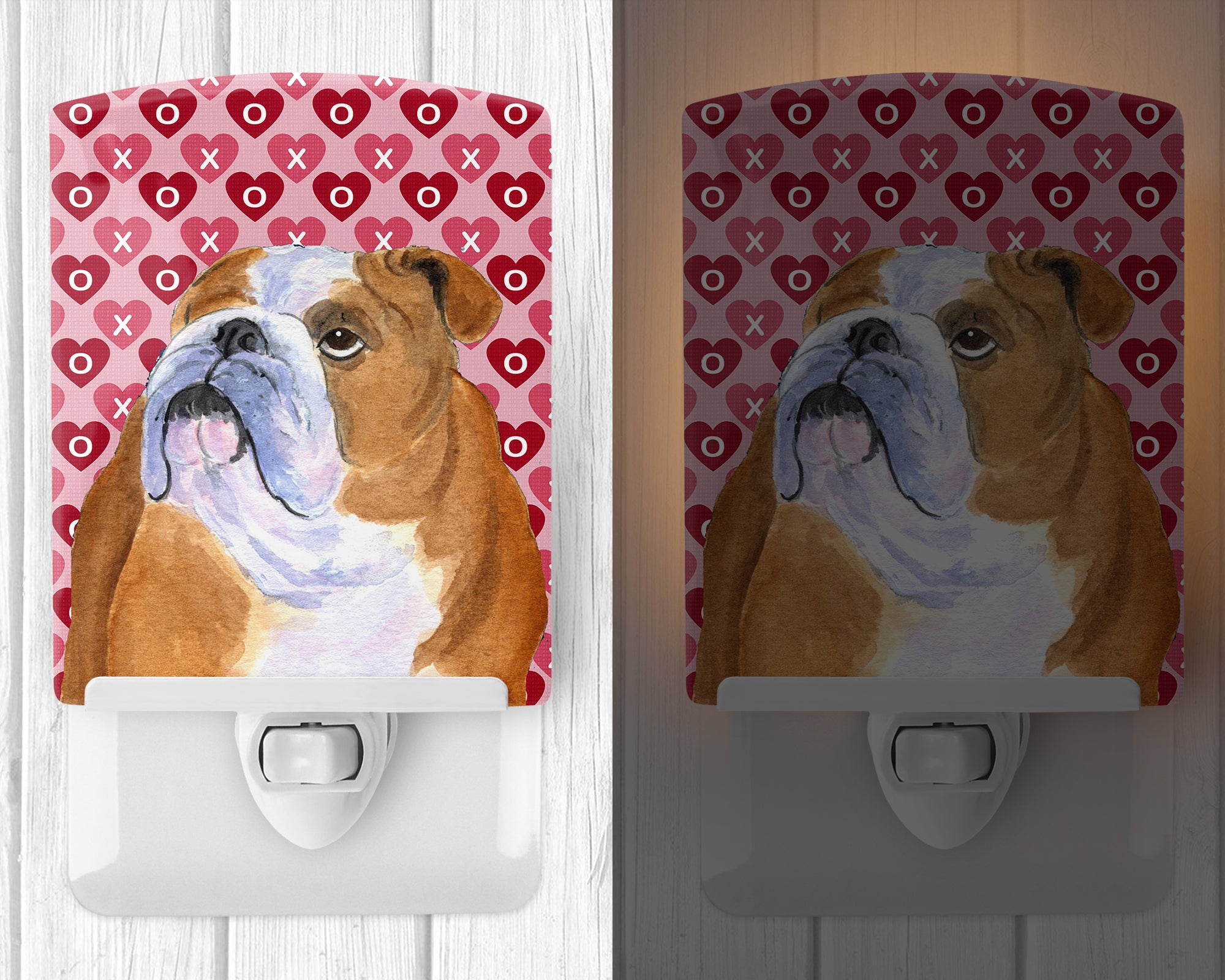 Bulldog English Hearts Love Valentine's Day Ceramic Night Light SS4491CNL - the-store.com