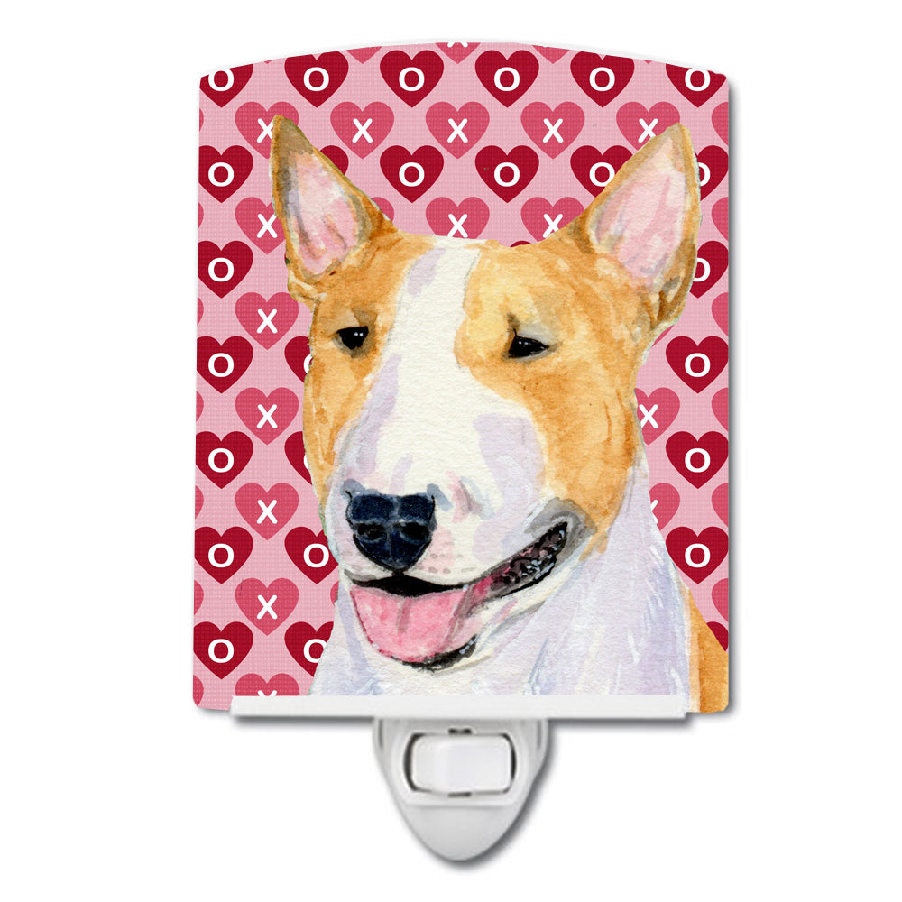 Bull Terrier Hearts Love and Valentine's Day Portrait Ceramic Night Light SS4496CNL - the-store.com
