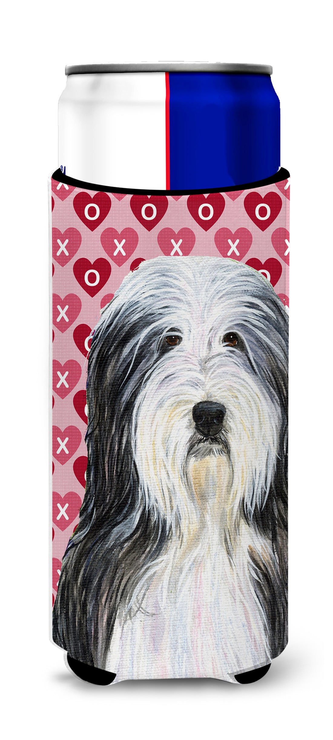 Bearded Collie Hearts Love and Valentine's Day Portrait Ultra Beverage Insulators for slim cans SS4497MUK