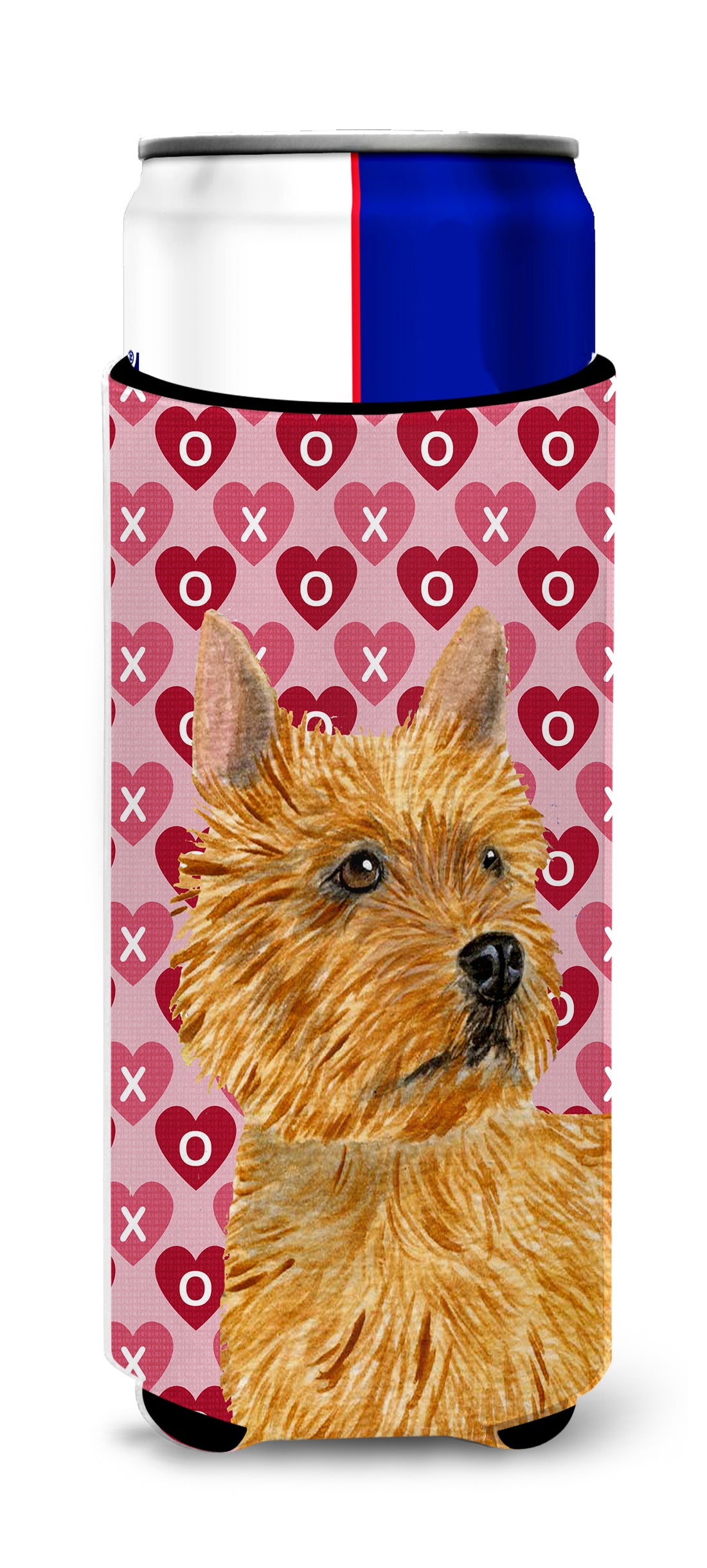 Norwich Terrier Hearts Love and Valentine&#39;s Day Portrait Ultra Beverage Insulators for slim cans SS4499MUK.