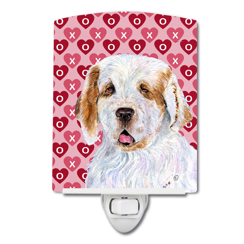 Clumber Spaniel Hearts Love and Valentine's Day Portrait Ceramic Night Light SS4500CNL - the-store.com