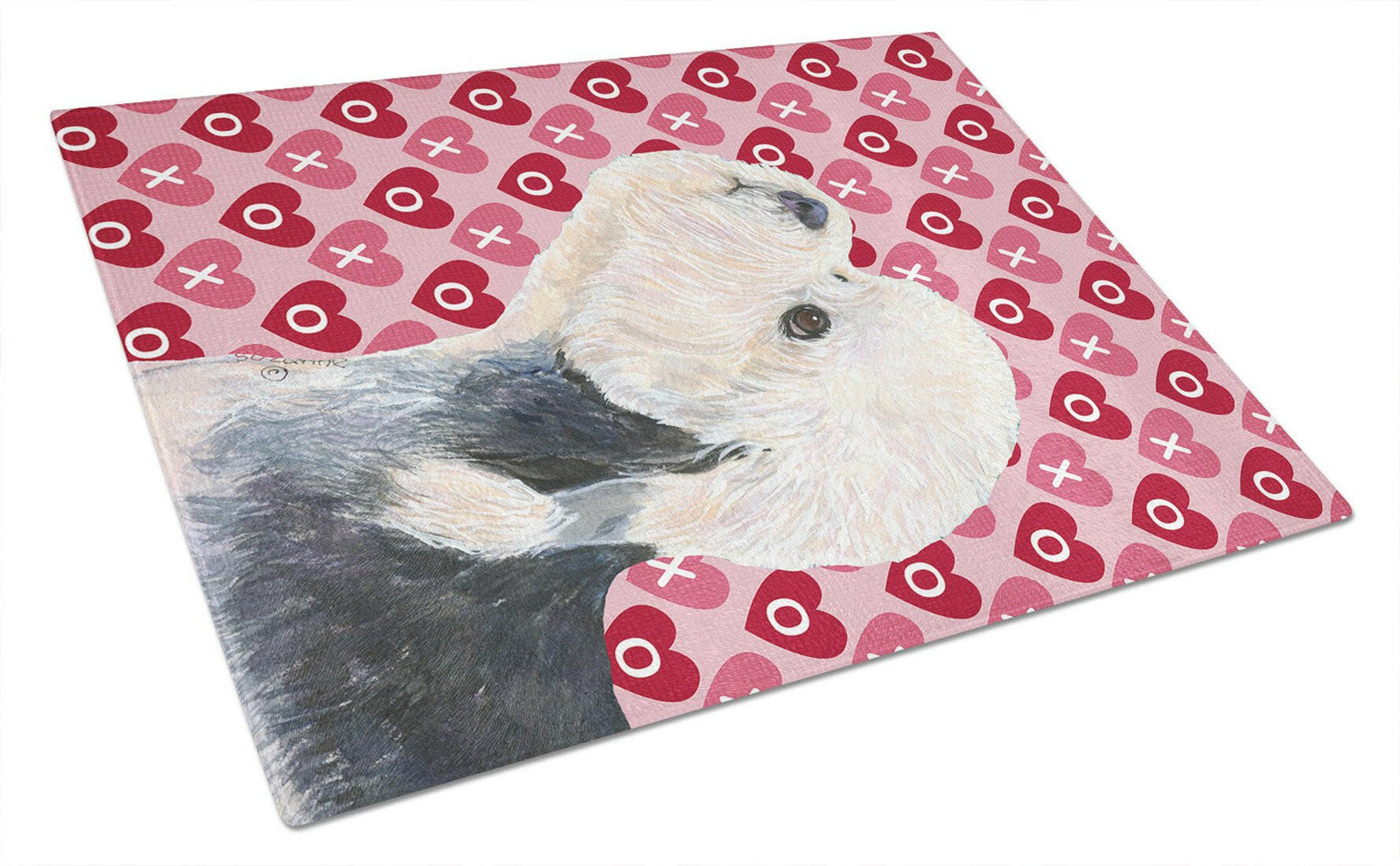 Dandie Dinmont Terrier Hearts Love Valentine's Day Glass Cutting Board Large by Caroline's Treasures