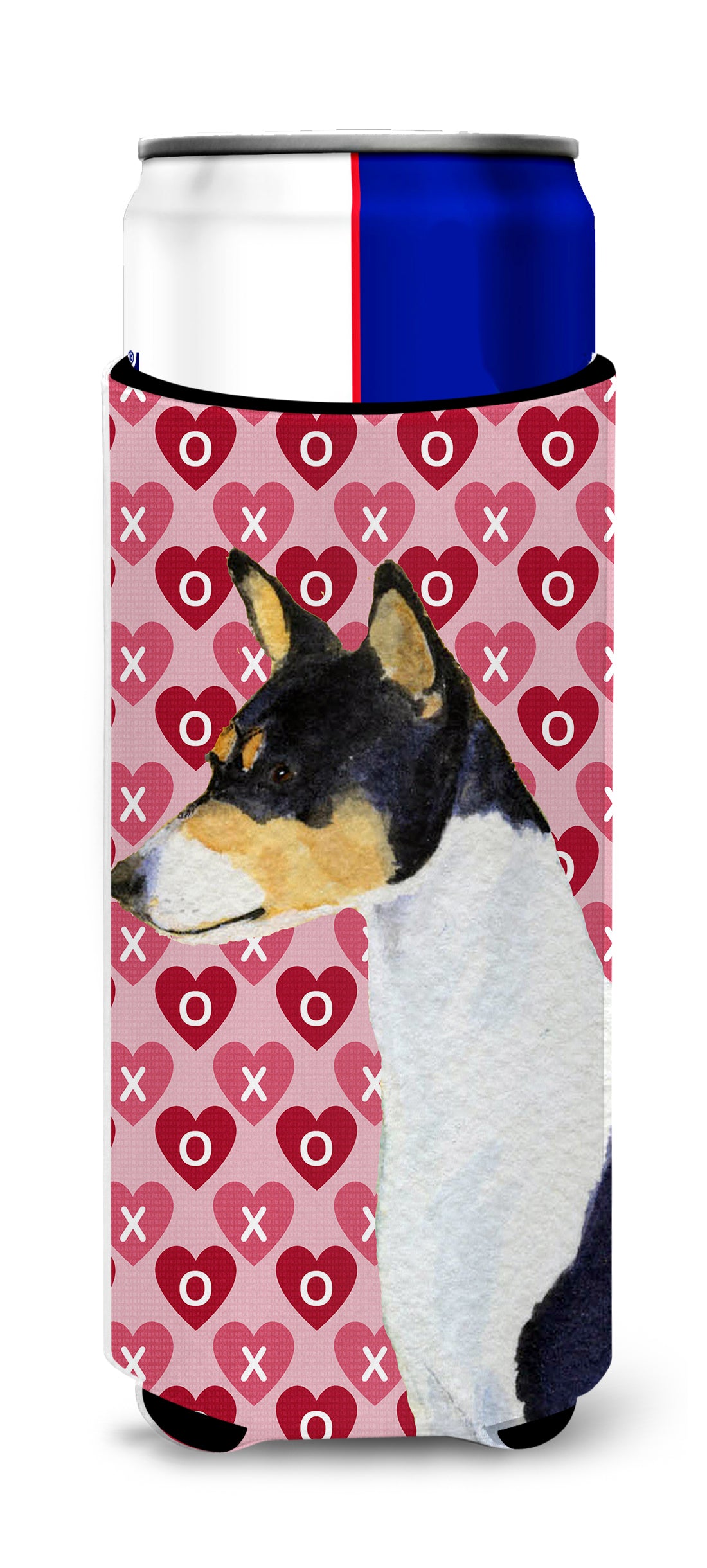 Basenji Hearts Love and Valentine's Day Portrait Ultra Beverage Insulators for slim cans SS4514MUK