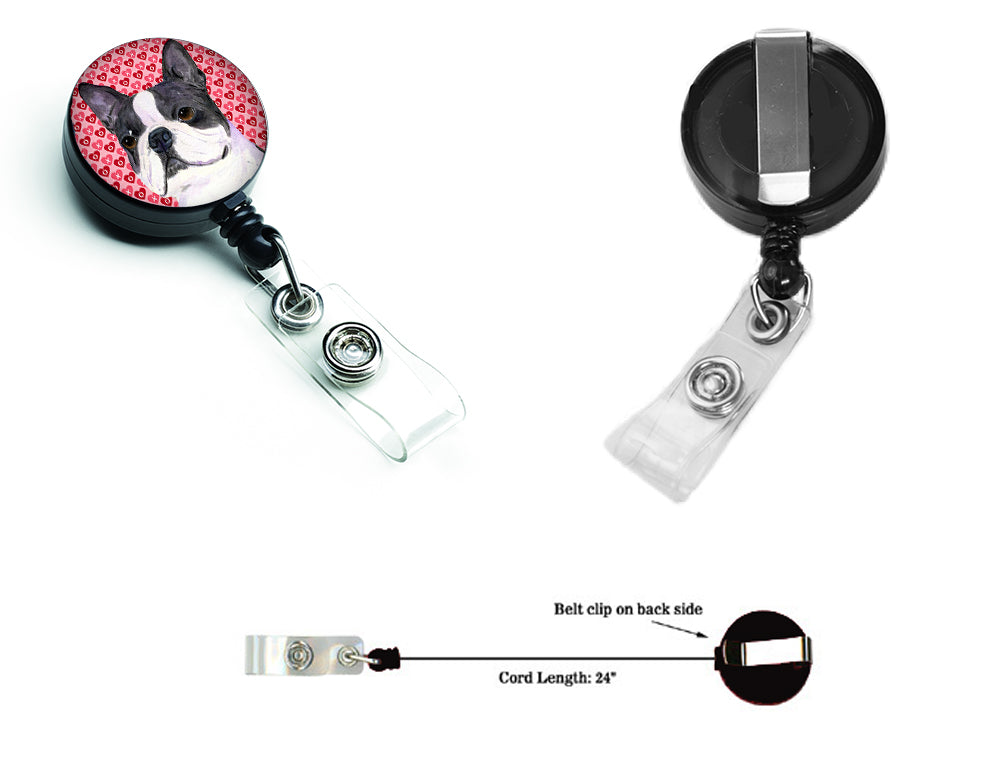 Boston Terrier Love Retractable Badge Reel or ID Holder with Clip