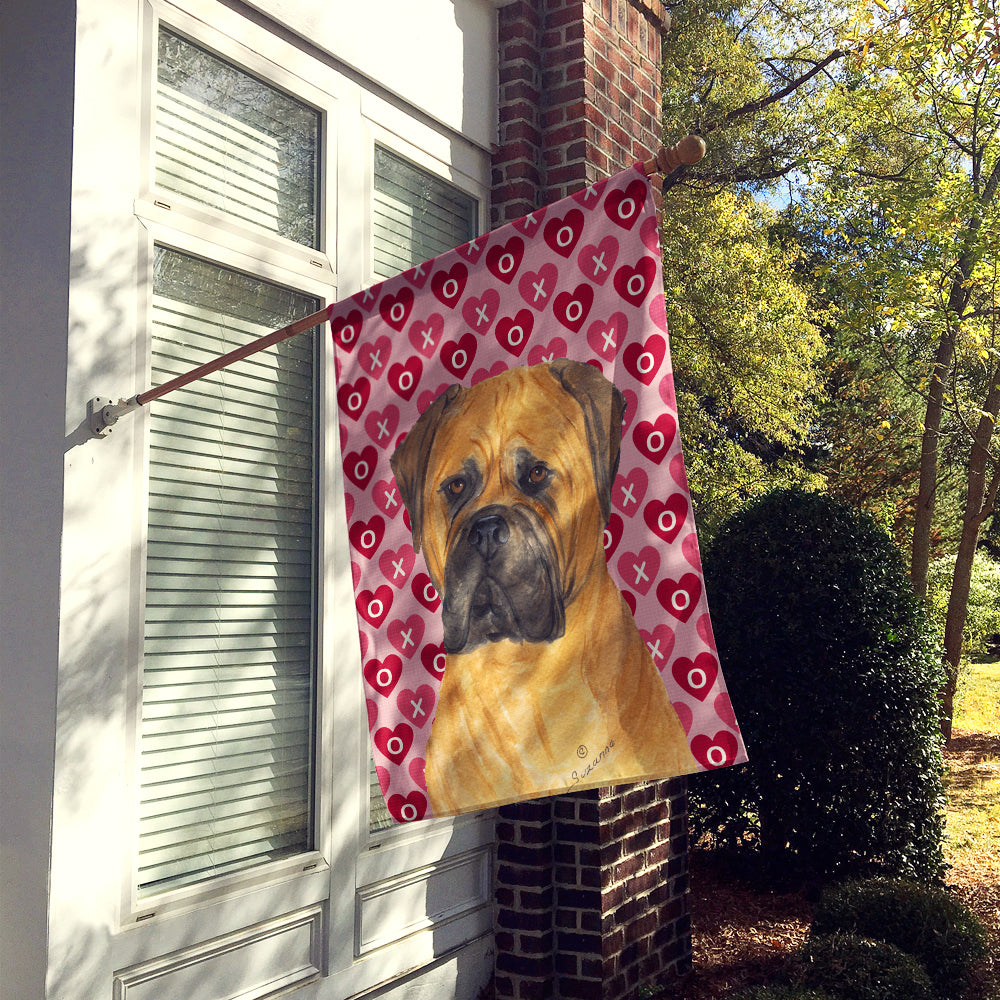 Bullmastiff Hearts Love and Valentine's Day Portrait Flag Canvas House Size