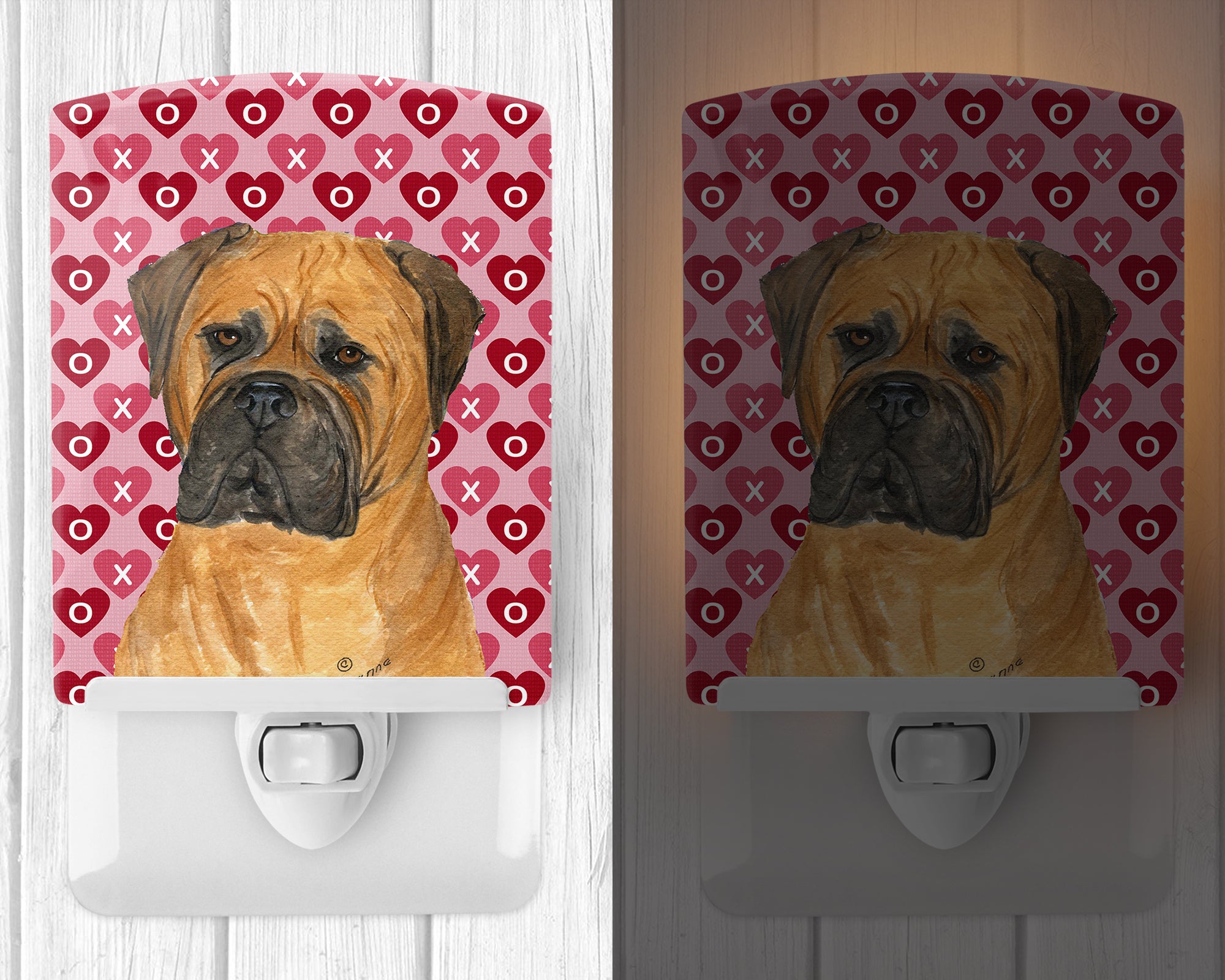 Bullmastiff Hearts Love and Valentine's Day Portrait Ceramic Night Light SS4517CNL - the-store.com