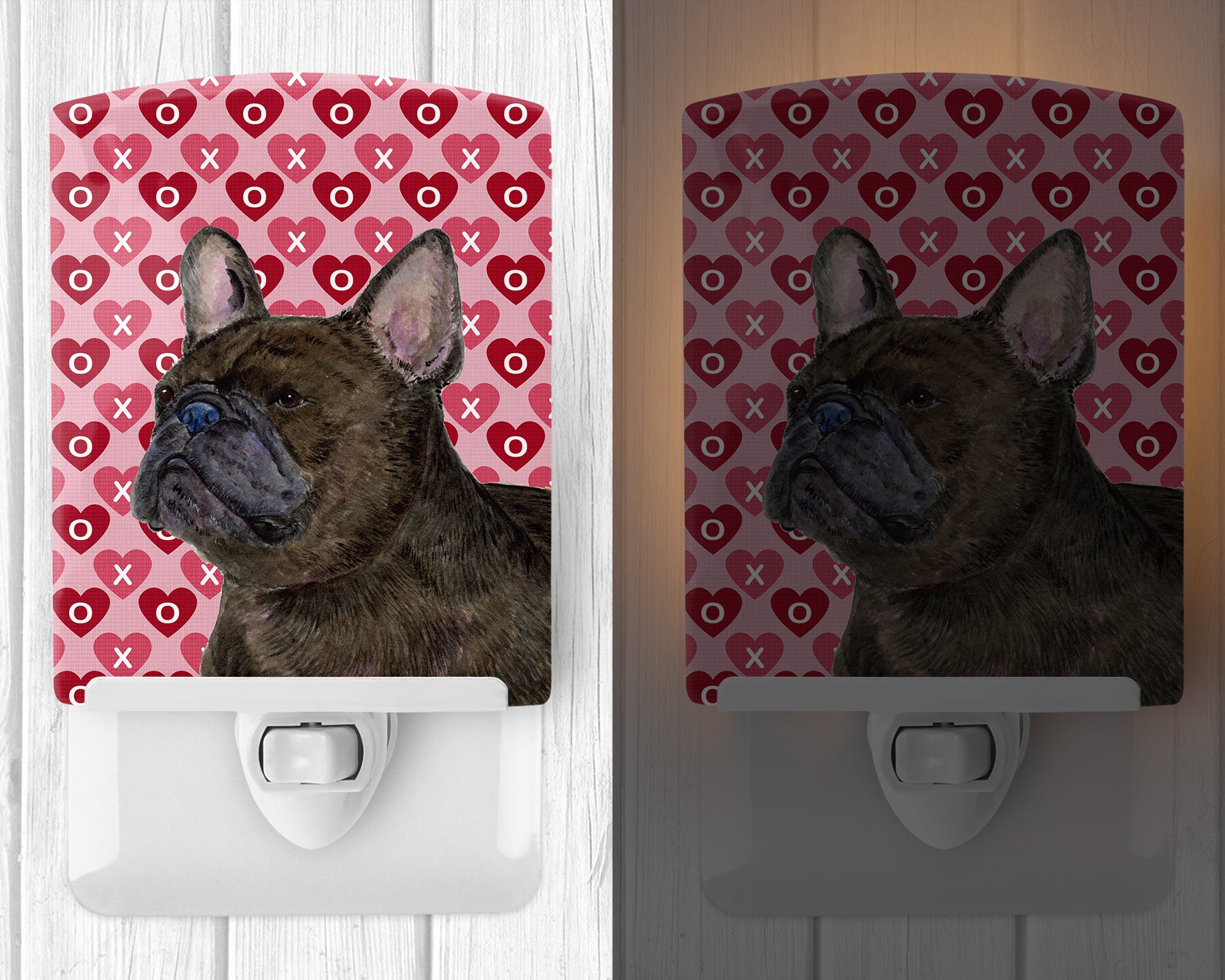 French Bulldog Hearts Love and Valentine's Day Portrait Ceramic Night Light SS4519CNL - the-store.com
