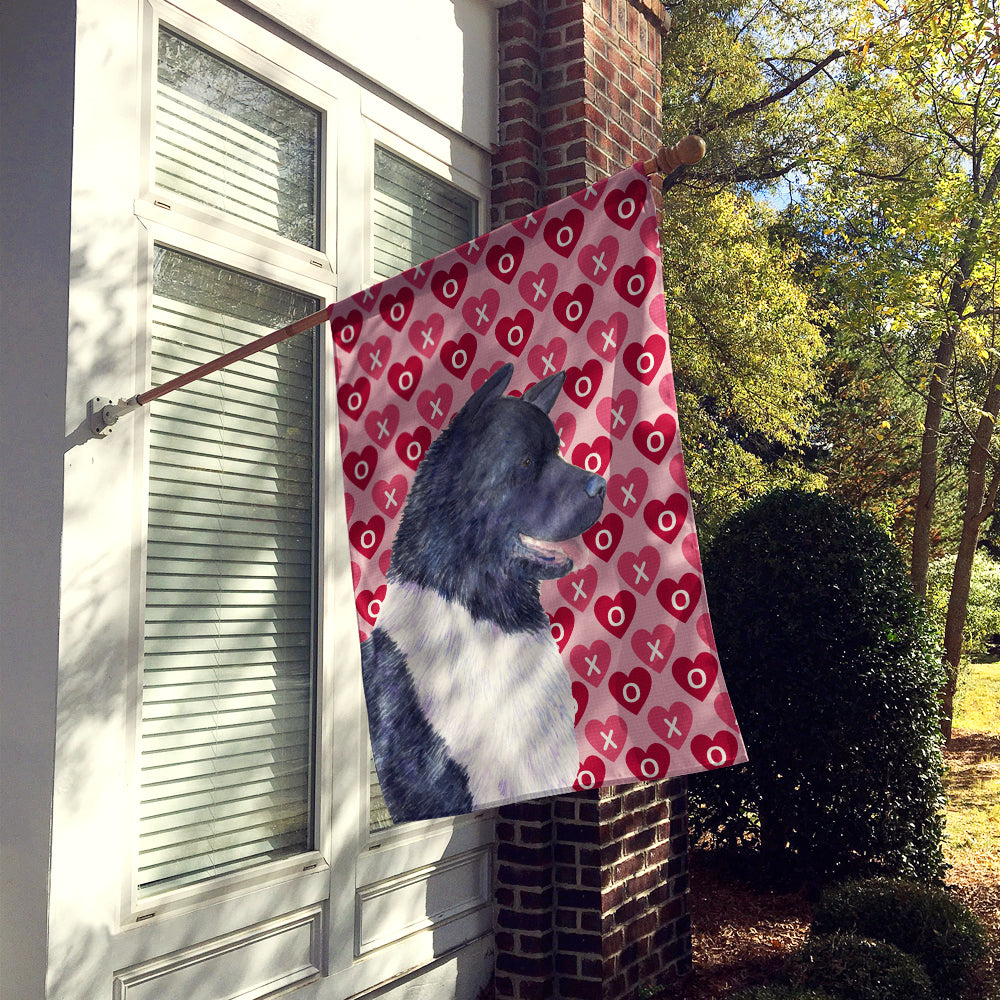 Akita Hearts Love and Valentine's Day Portrait Flag Canvas House Size