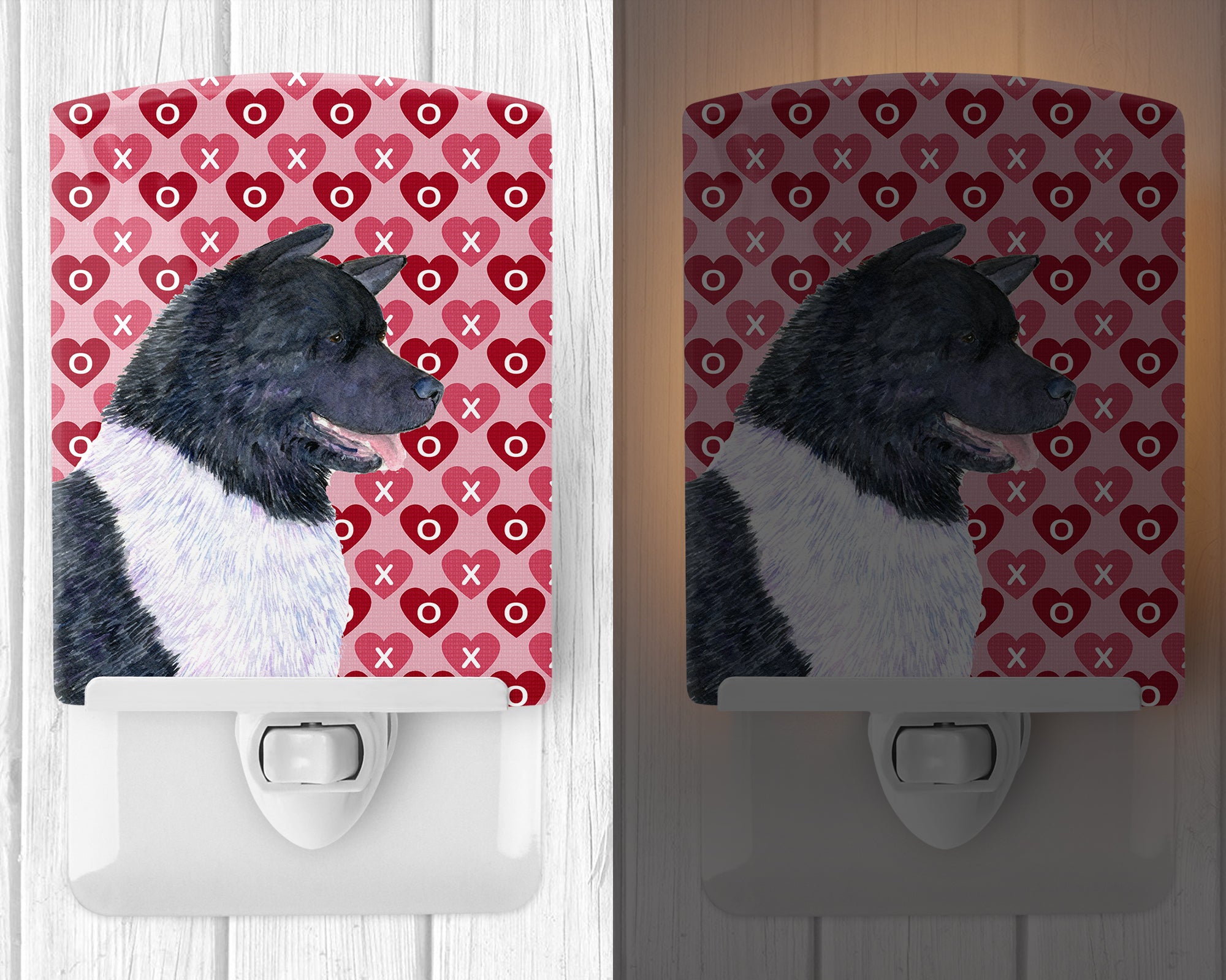 Akita Hearts Love and Valentine's Day Portrait Ceramic Night Light SS4521CNL - the-store.com