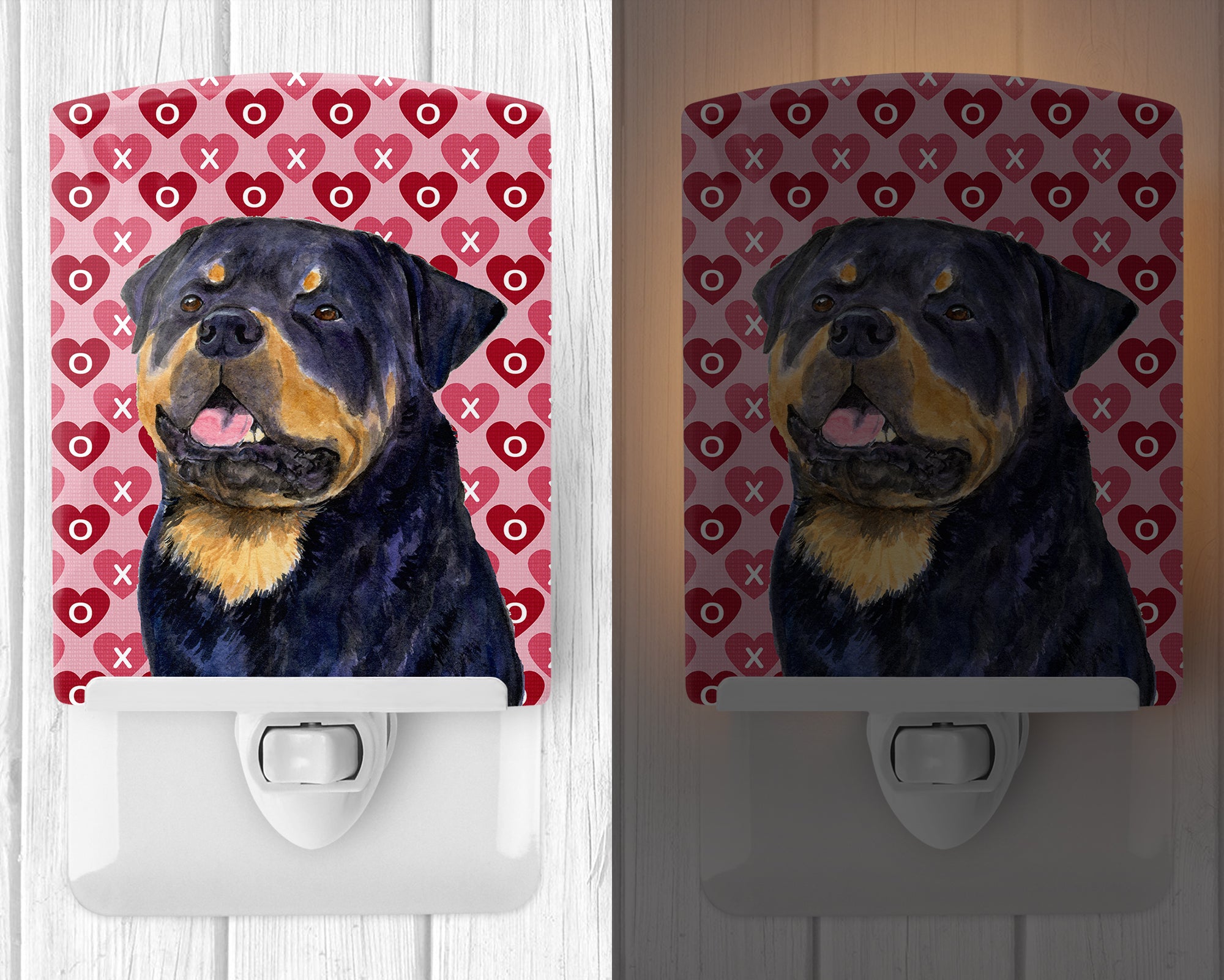 Rottweiler Hearts Love and Valentine's Day Portrait Ceramic Night Light SS4524CNL - the-store.com