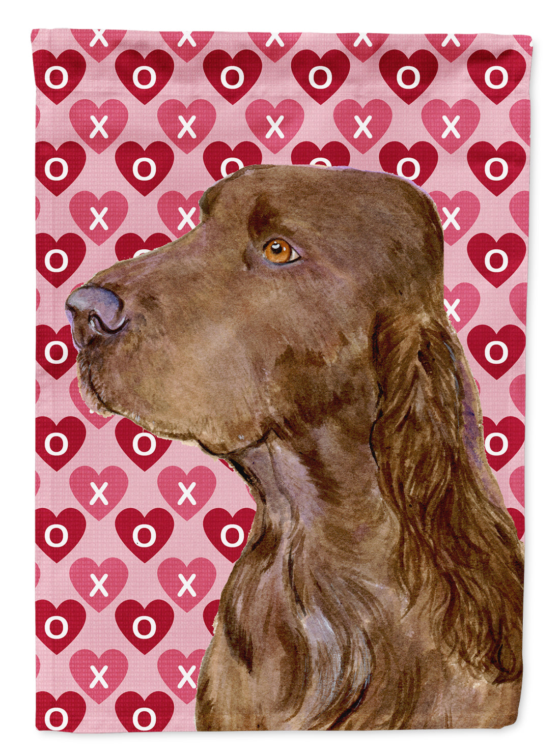 Field Spaniel Hearts Love and Valentine's Day Portrait Flag Canvas House Size