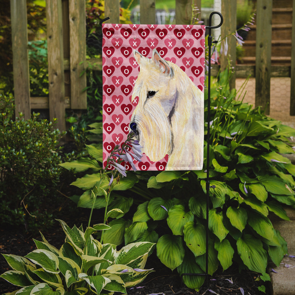 Scottish Terrier Hearts Love Valentine's Day Portrait Flag Garden Size.
