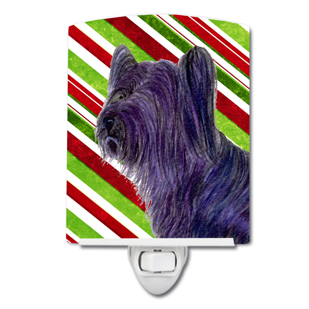 Skye Terrier Candy Cane Holiday Christmas Ceramic Night Light SS4532CNL - the-store.com