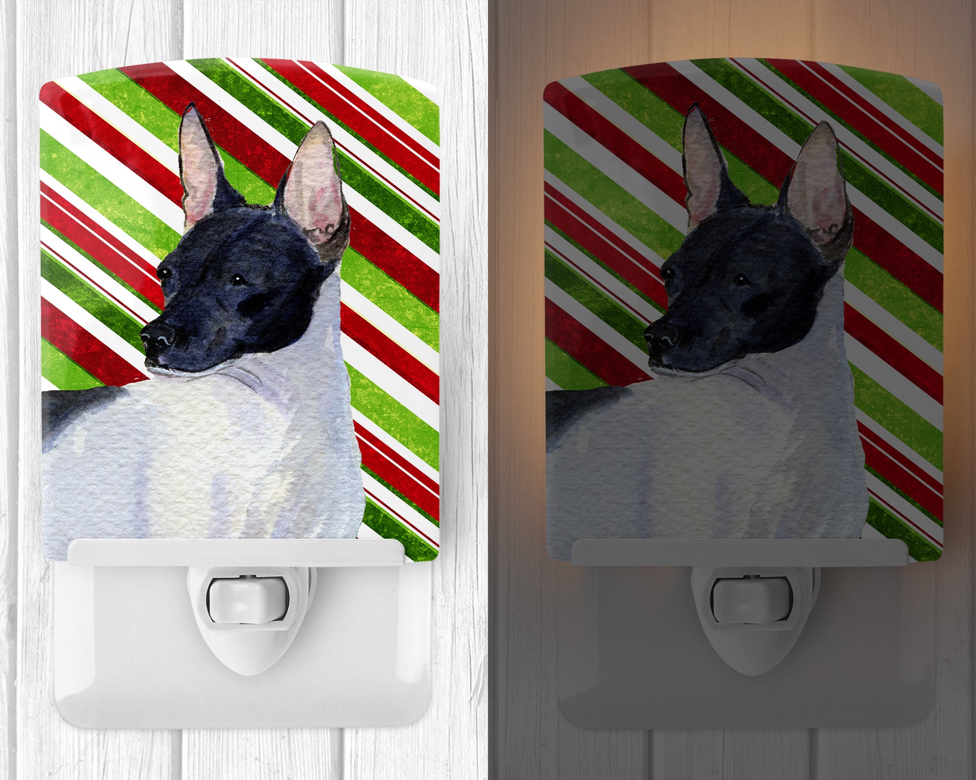 Rat Terrier Candy Cane Holiday Christmas Ceramic Night Light SS4549CNL - the-store.com