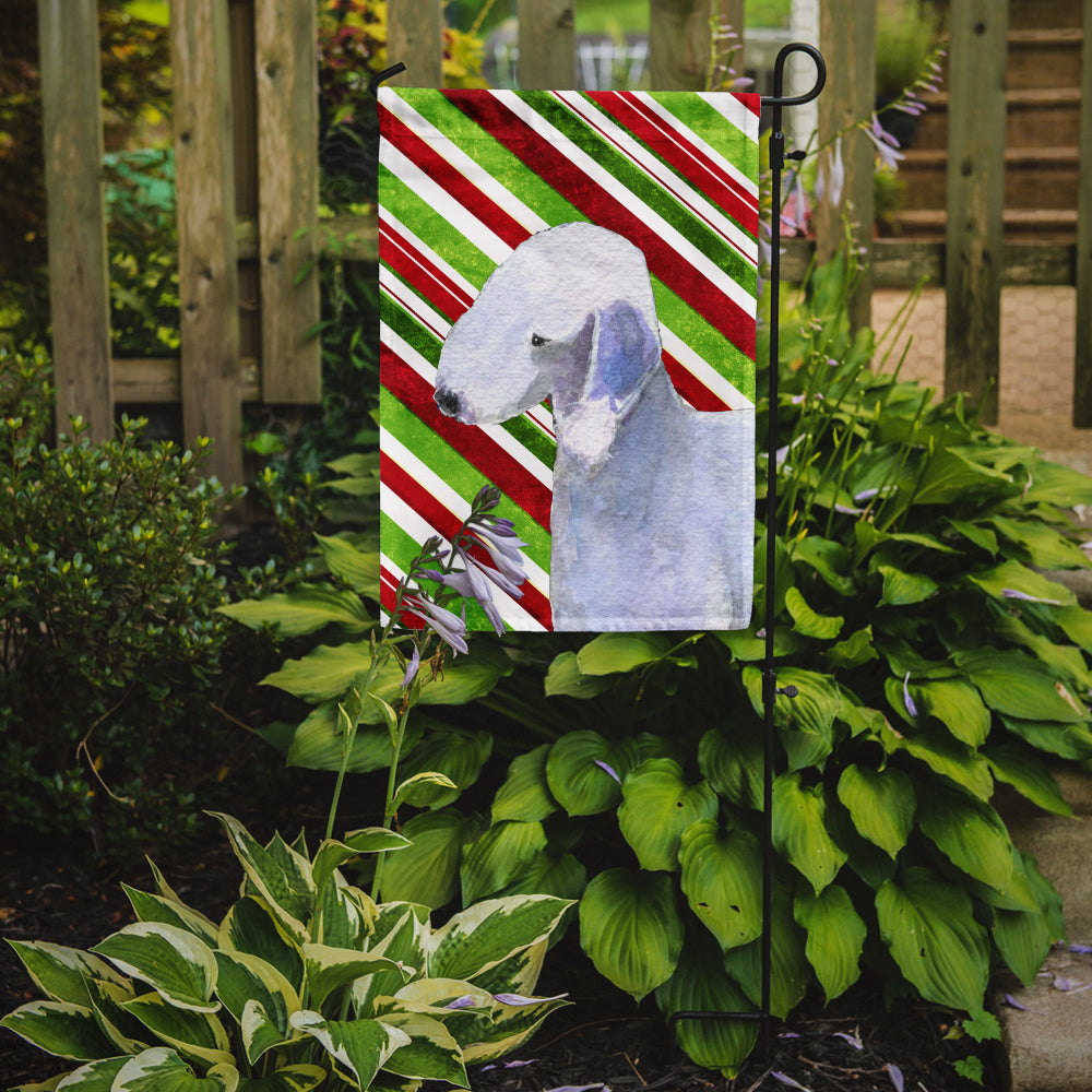 Bedlington Terrier Candy Cane Holiday Christmas Flag Garden Size.