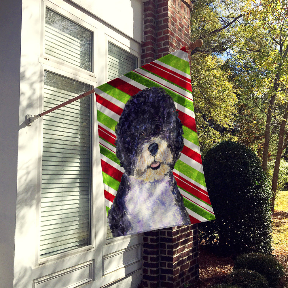 Portuguese Water Dog Candy Cane Holiday Christmas Flag Canvas House Size