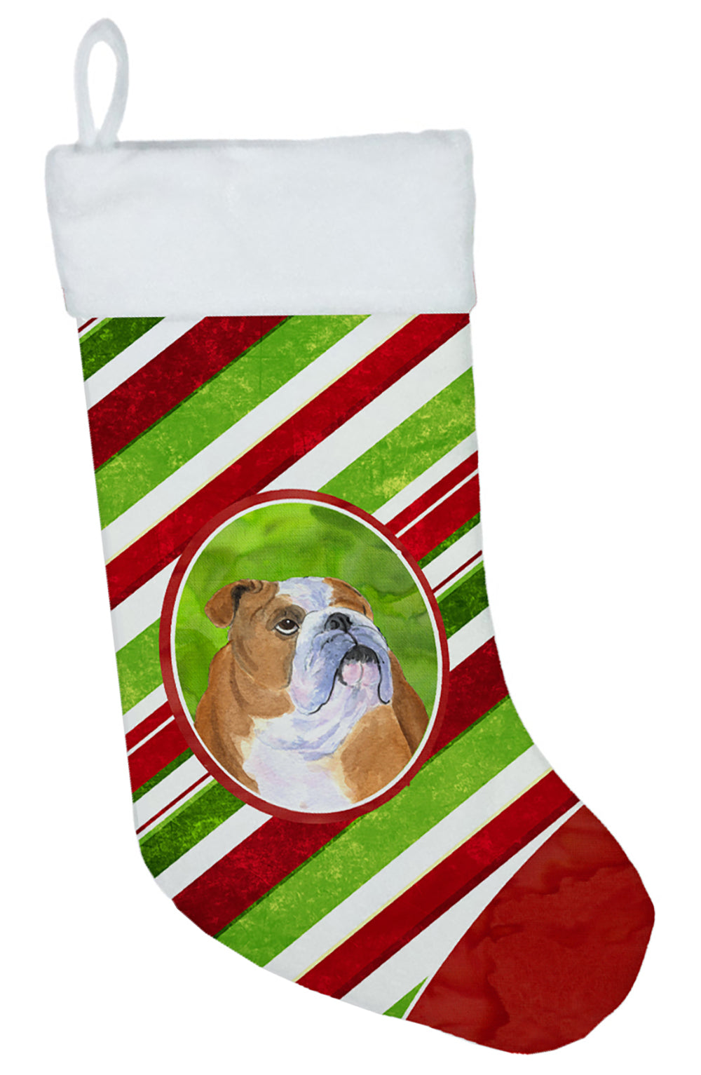 Bulldog English Candy Cane Stripe Christmas Stocking SS4560