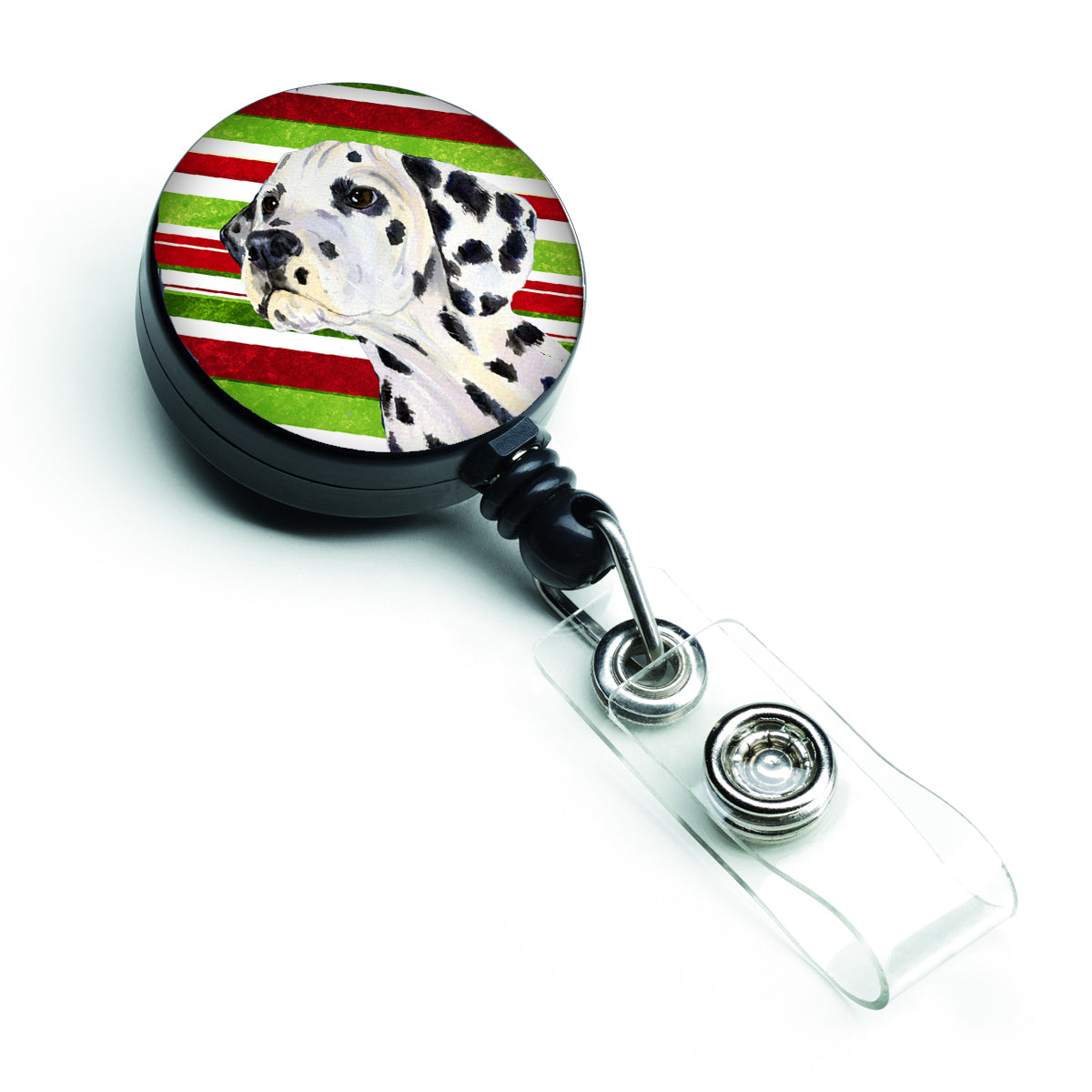 Dalmatian Candy Cane Holiday Christmas Retractable Badge Reel SS4561BR