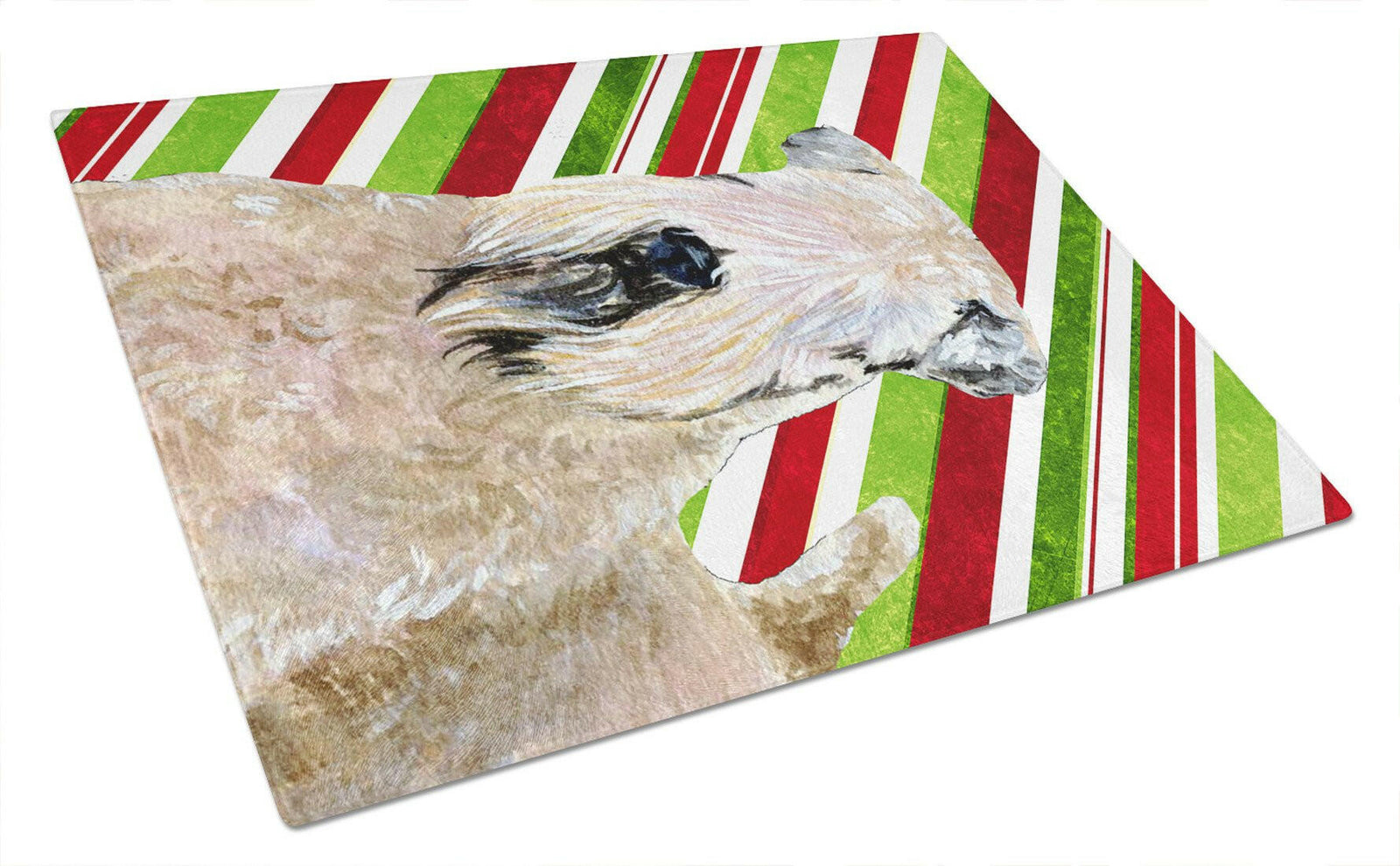 Wheaten Terrier Soft Coated Candy Cane  Christmas Glass Cutting Board Large by Caroline's Treasures