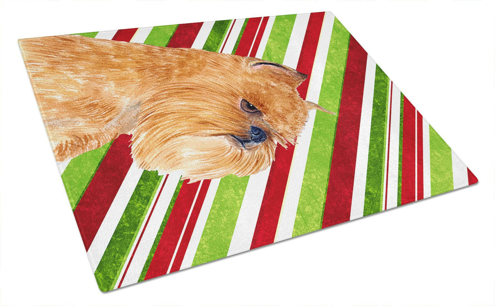 Brussels Griffon Candy Cane Holiday Christmas Glass Cutting Board Large by Caroline's Treasures