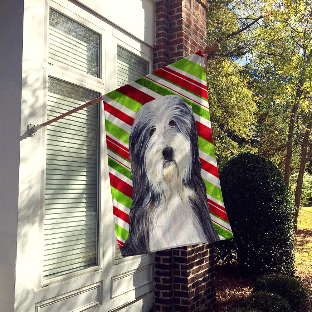 Bearded Collie Candy Cane Holiday Christmas Flag Canvas House Size
