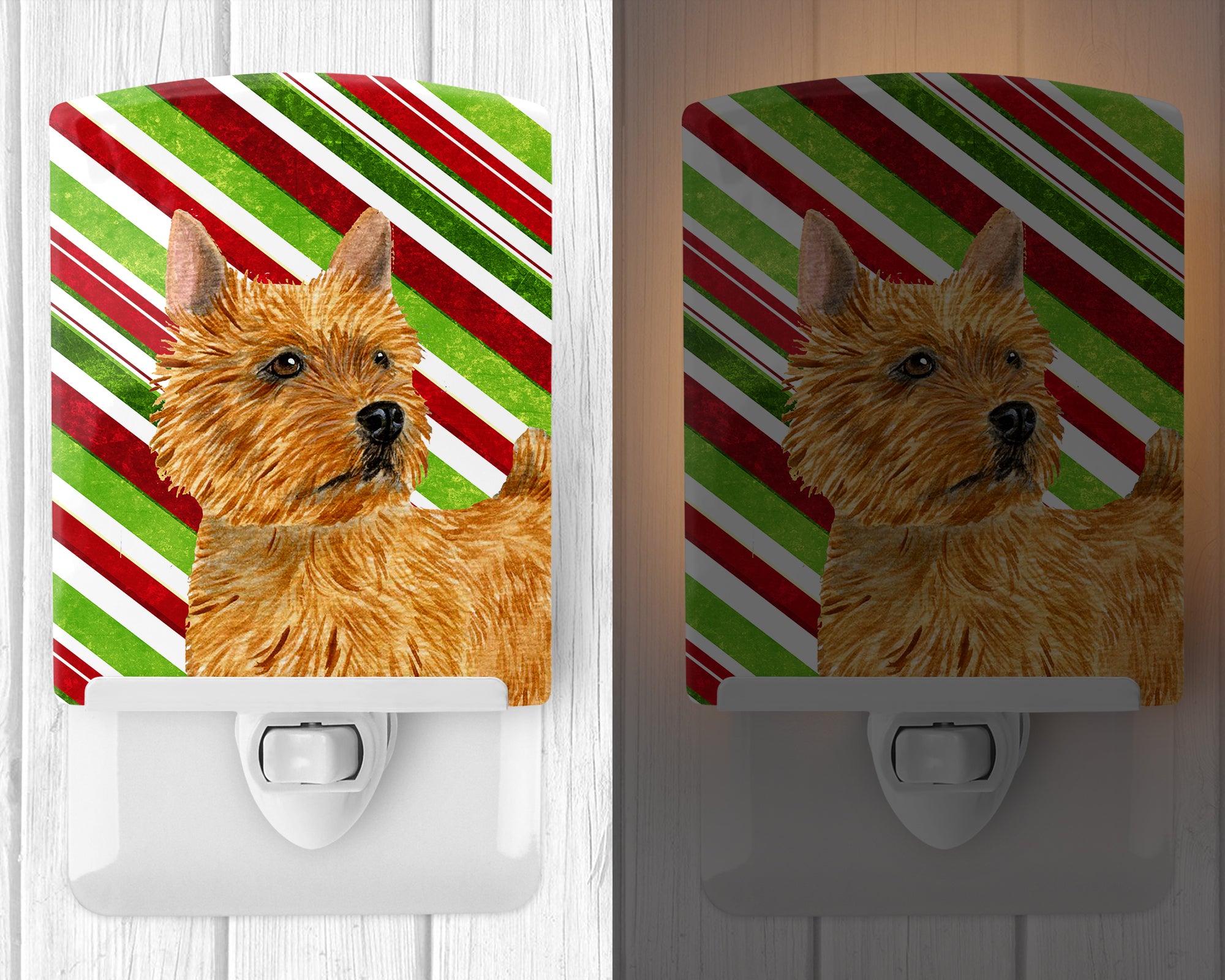 Norwich Terrier Candy Cane Holiday Christmas Ceramic Night Light SS4568CNL - the-store.com