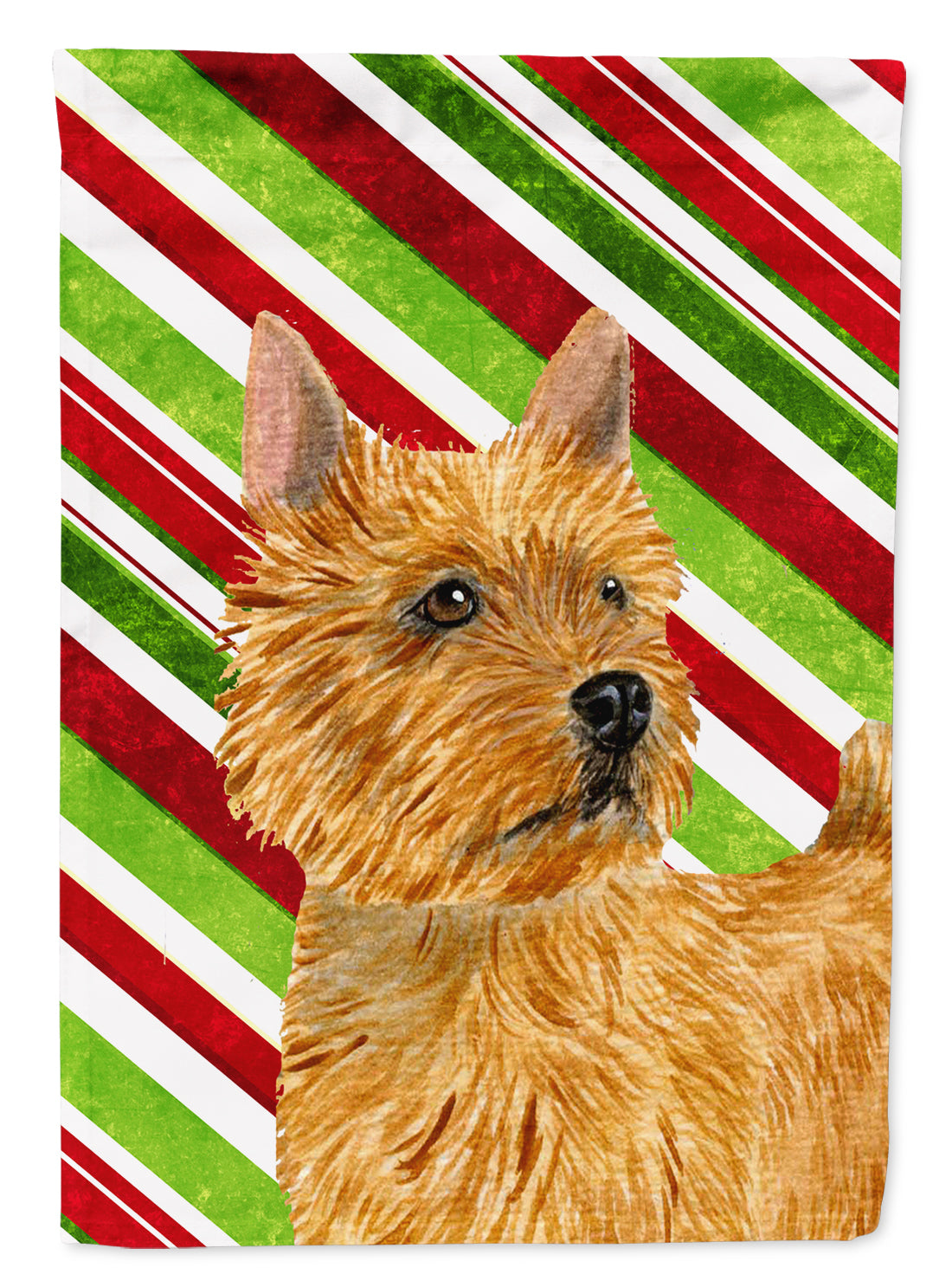 Norwich Terrier Candy Cane Holiday Christmas Flag Garden Size.