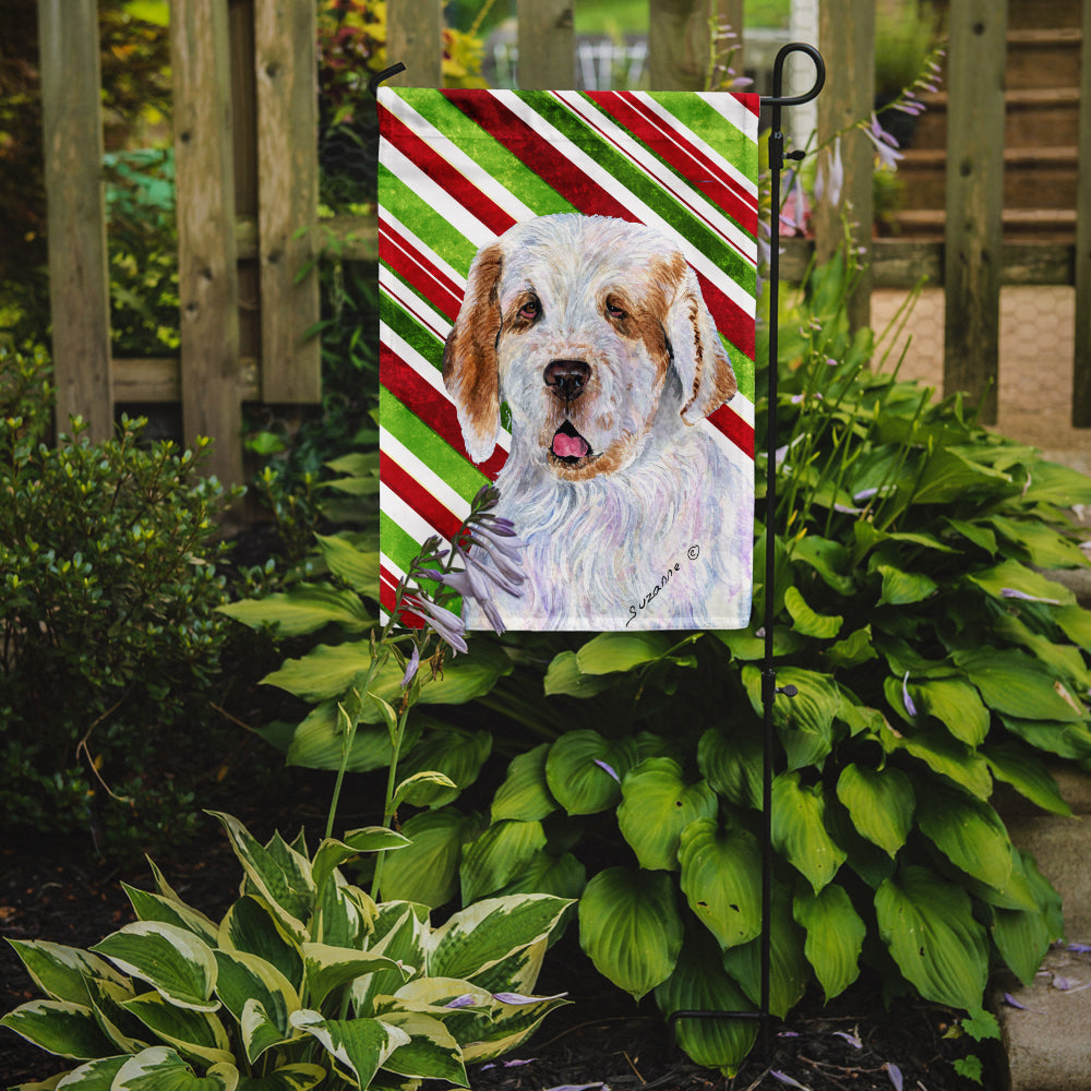 Clumber Spaniel Candy Cane Holiday Christmas Flag Garden Size.
