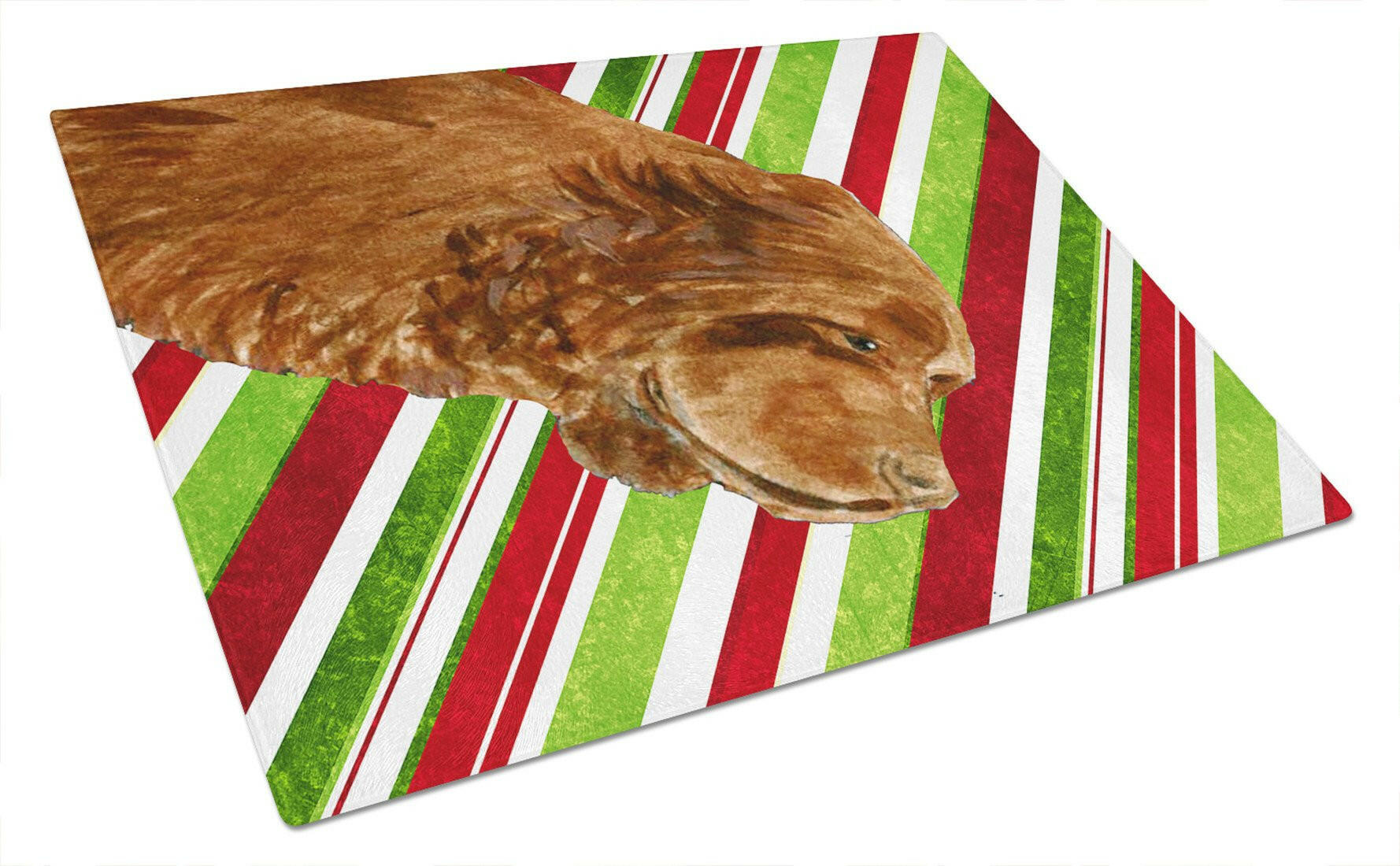 Sussex Spaniel Candy Cane Holiday Christmas Glass Cutting Board Large by Caroline's Treasures