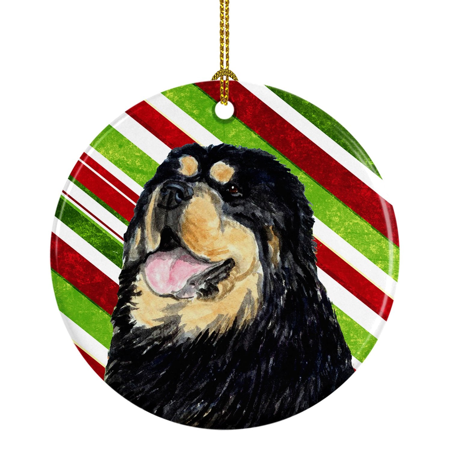 Tibetan Mastiff Candy Cane Holiday Christmas Ceramic Ornament SS4581 by Caroline's Treasures