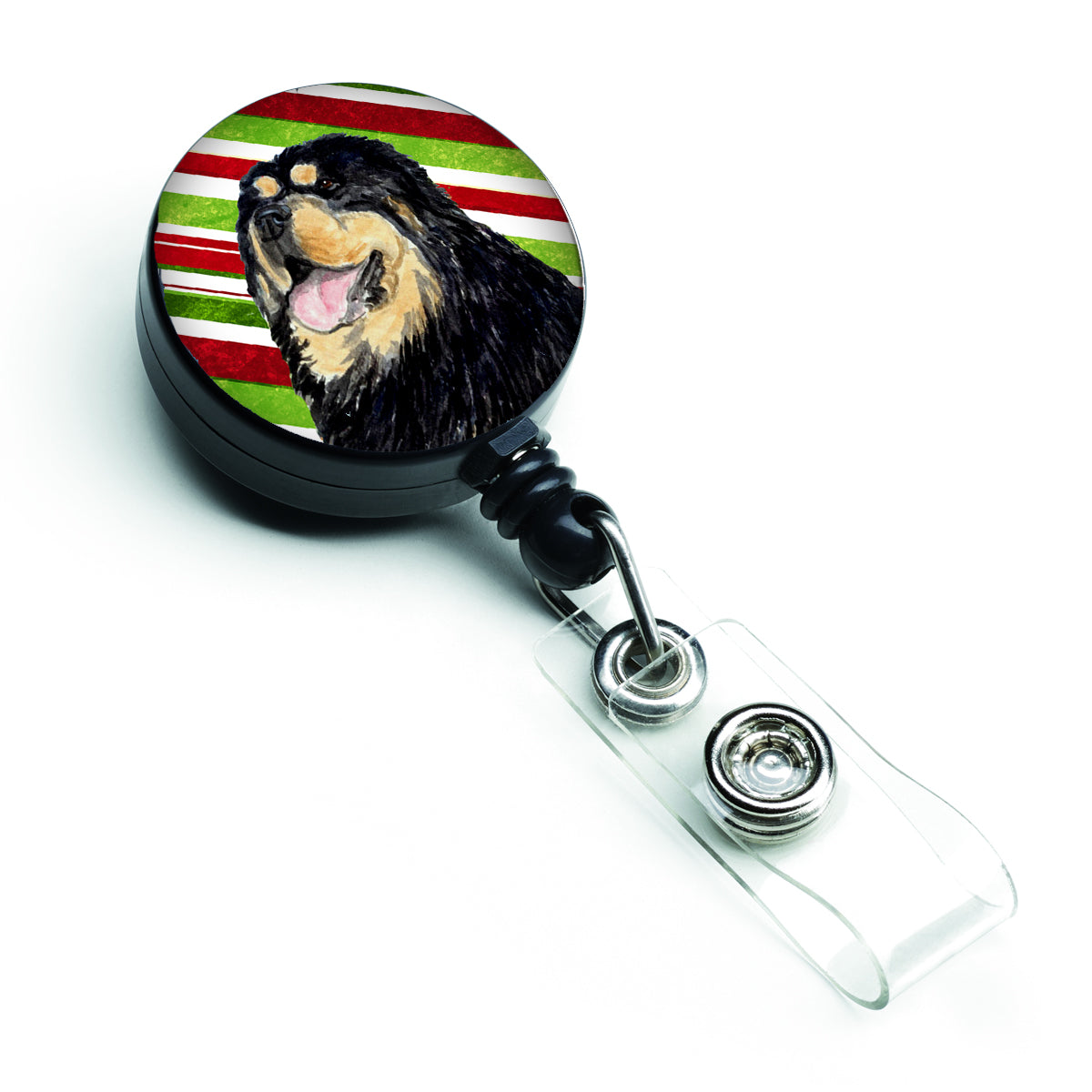 Tibetan Mastiff Candy Cane Holiday Christmas Retractable Badge Reel SS4581BR
