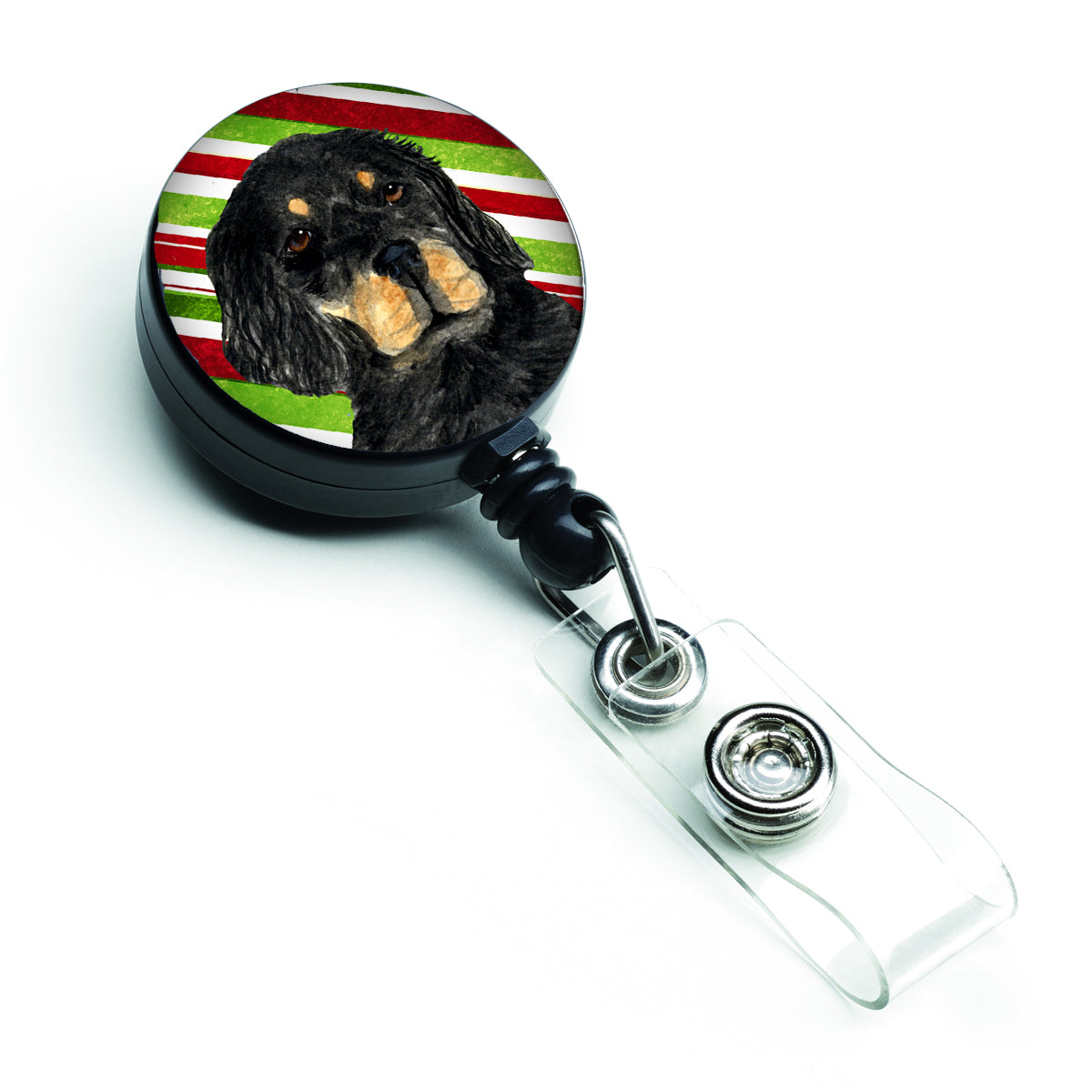 Gordon Setter Candy Cane Holiday Christmas Retractable Badge Reel SS4584BR