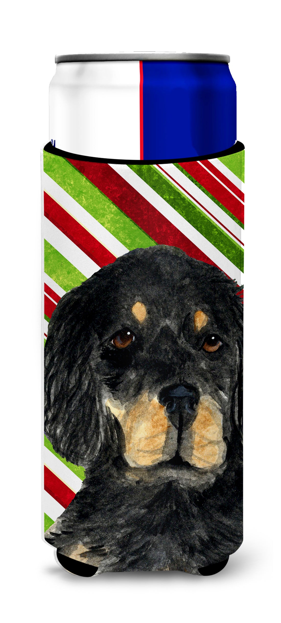Gordon Setter Candy Cane Holiday Christmas Ultra Beverage Insulators for slim cans SS4584MUK.