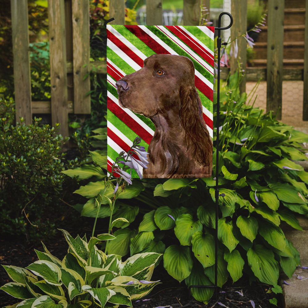 Field Spaniel Candy Cane Holiday Christmas Flag Garden Size.