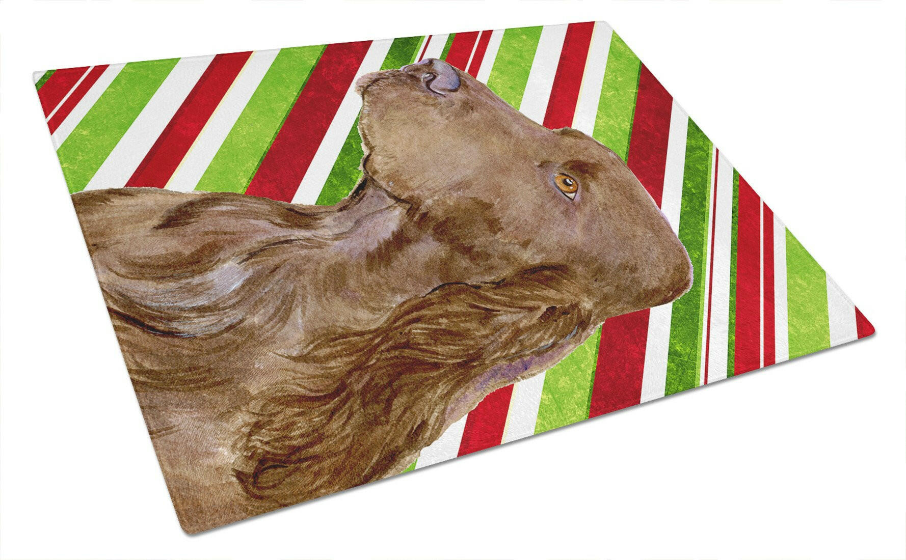 Field Spaniel Candy Cane Holiday Christmas Glass Cutting Board Large by Caroline's Treasures