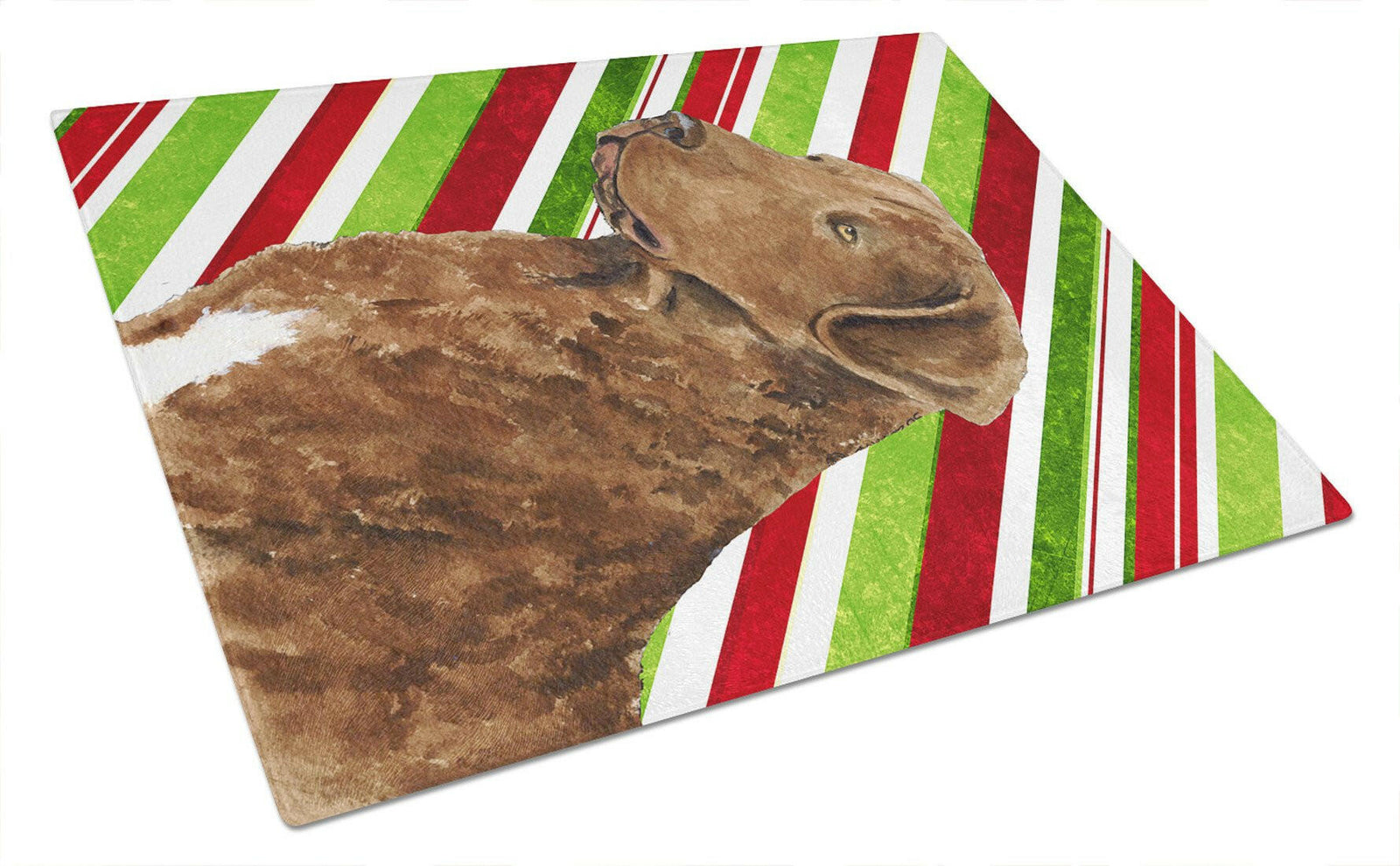Chesapeake Bay Retriever Candy Cane Holiday Christmas Glass Cutting Board Large by Caroline's Treasures