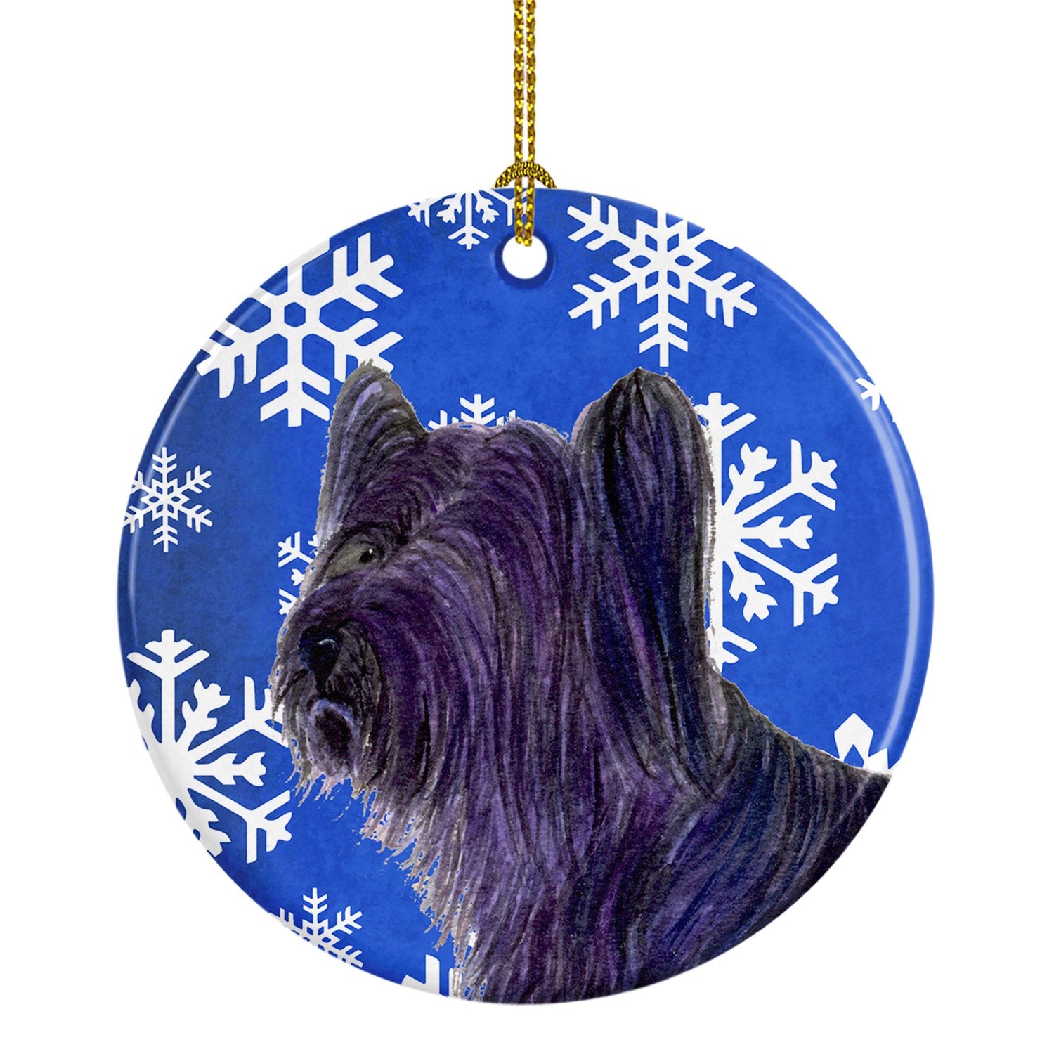 Skye Terrier Winter Snowflakes Holiday Christmas Ceramic Ornament SS4601 by Caroline's Treasures