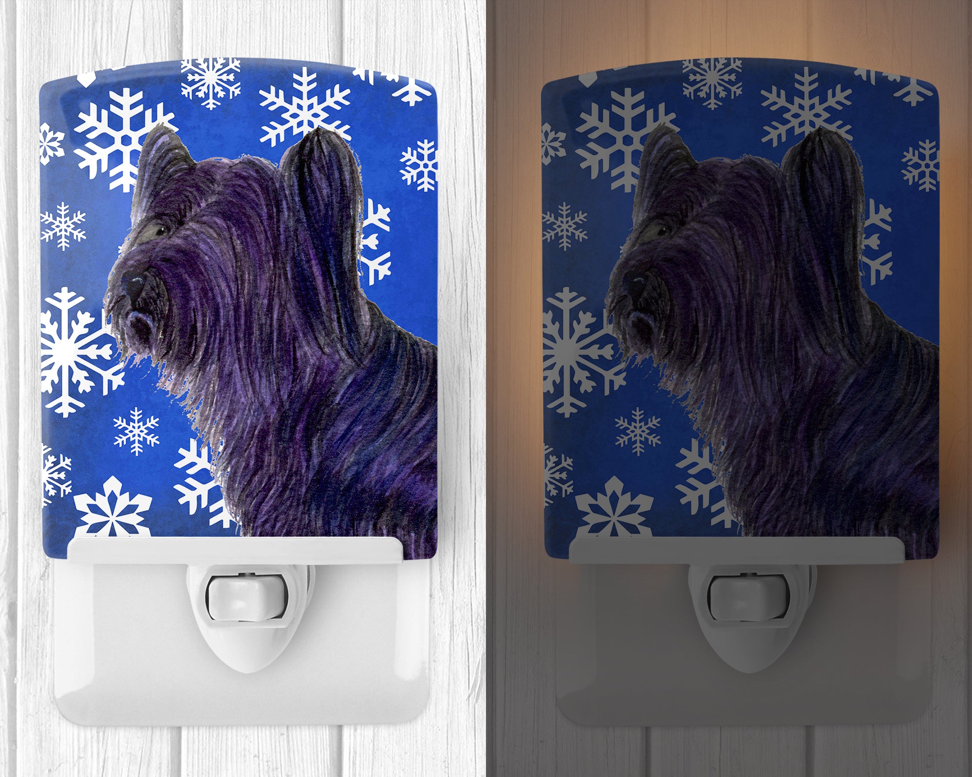 Skye Terrier Winter Snowflakes Holiday Ceramic Night Light SS4601CNL - the-store.com