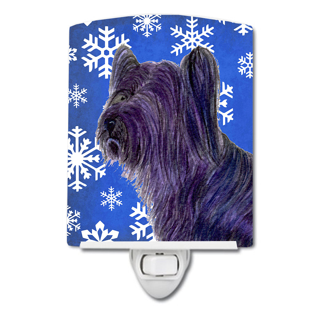 Skye Terrier Winter Snowflakes Holiday Ceramic Night Light SS4601CNL - the-store.com