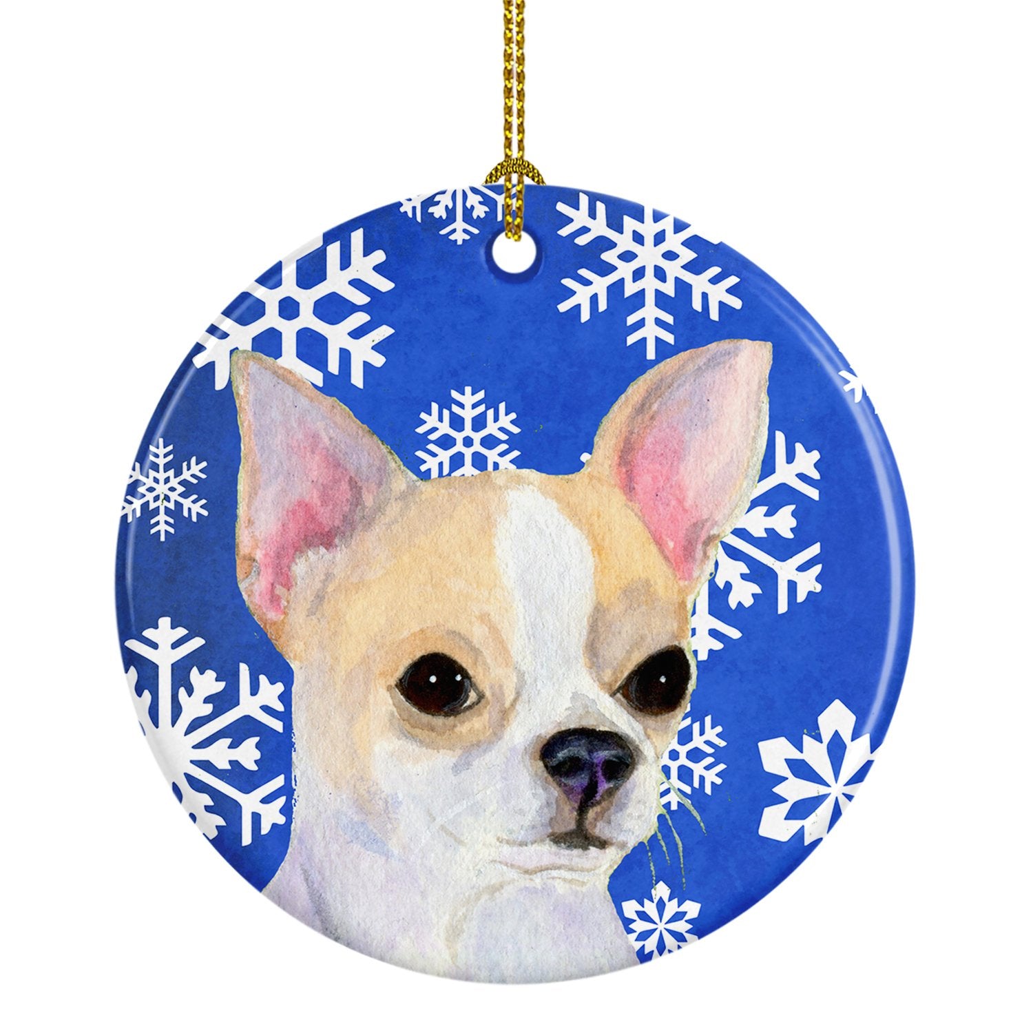 Chihuahua Winter Snowflakes Holiday Christmas Ceramic Ornament SS4612 by Caroline's Treasures