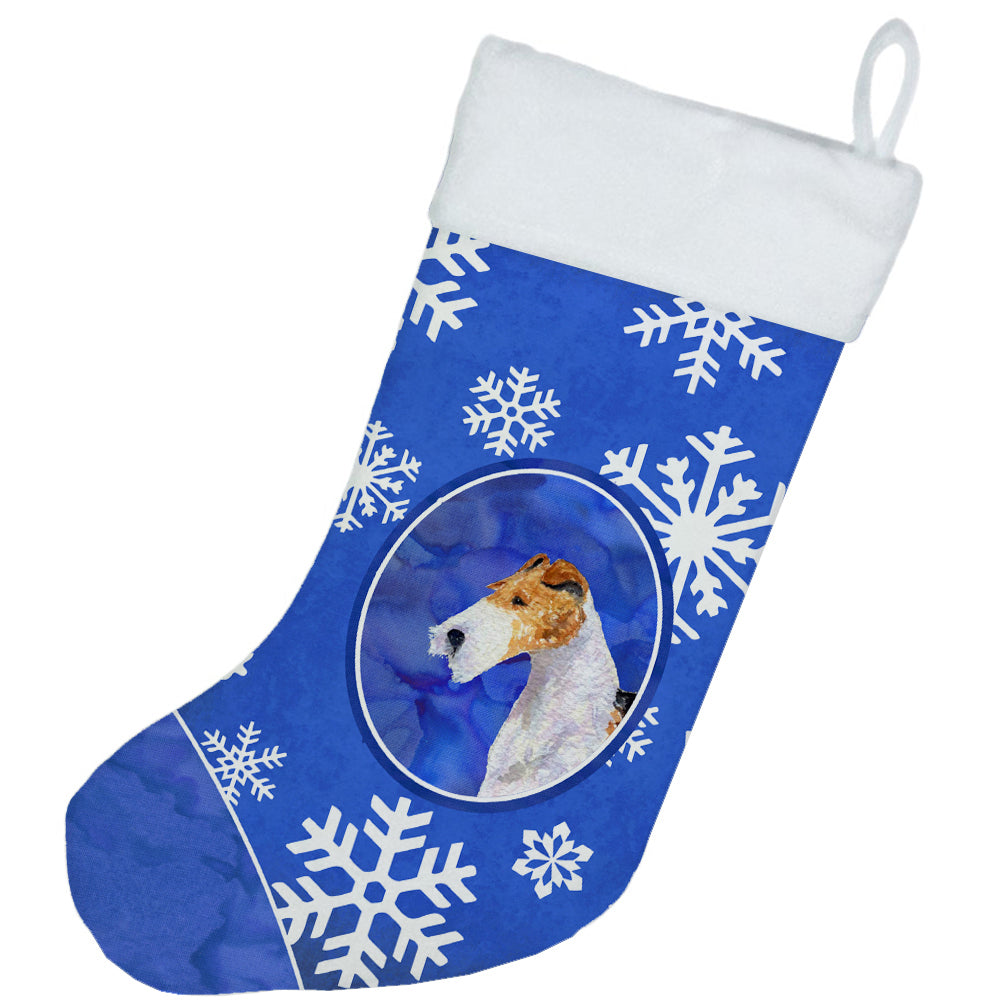 Fox Terrier Winter Snowflakes Christmas Stocking SS4616