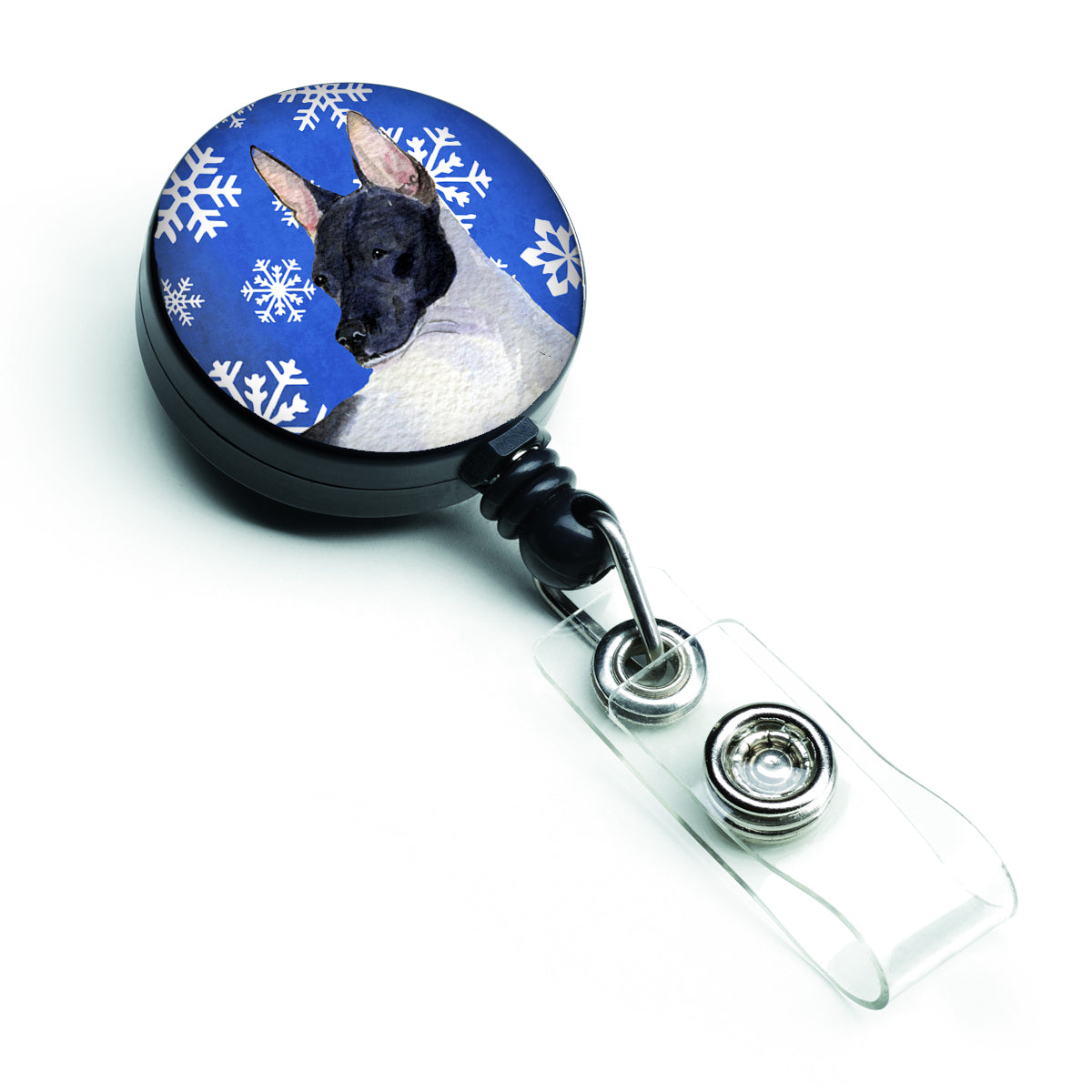 Rat Terrier Winter Snowflakes Holiday Retractable Badge Reel SS4618BR