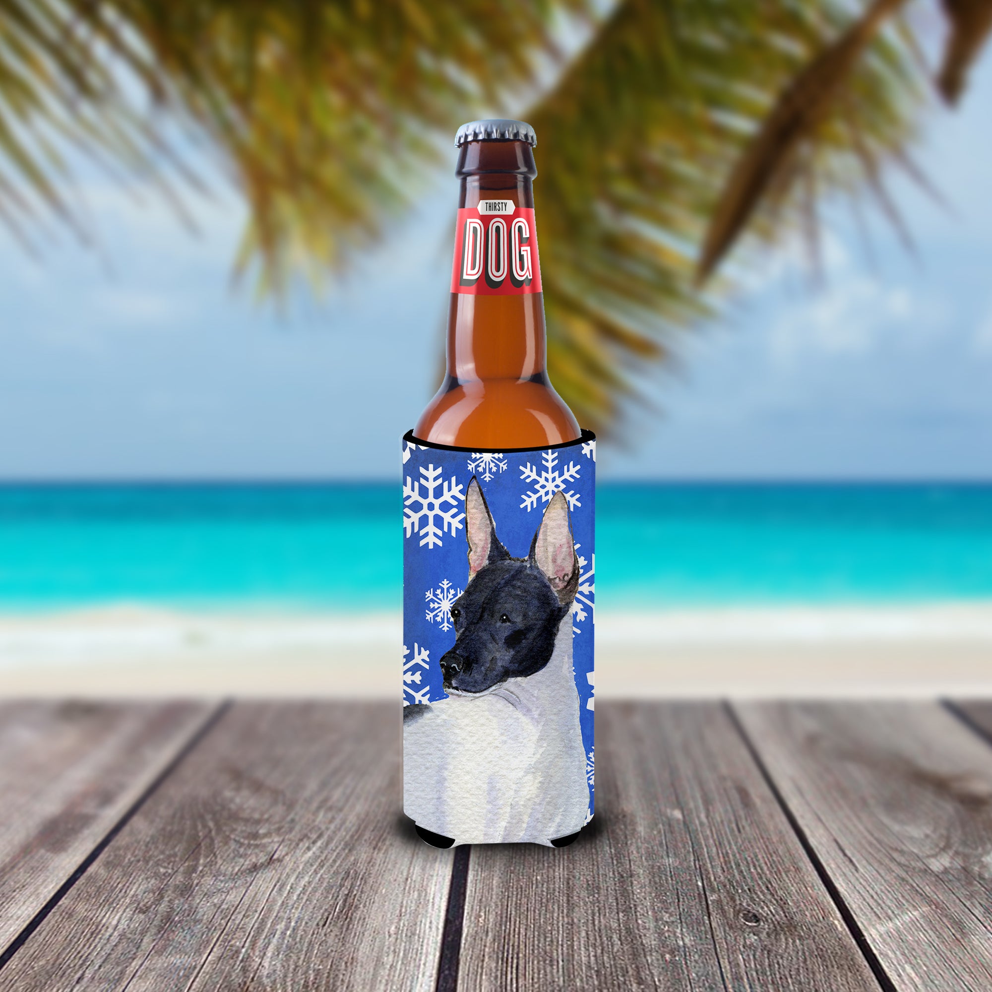 Rat Terrier Winter Snowflakes Holiday Ultra Beverage Insulators for slim cans SS4618MUK