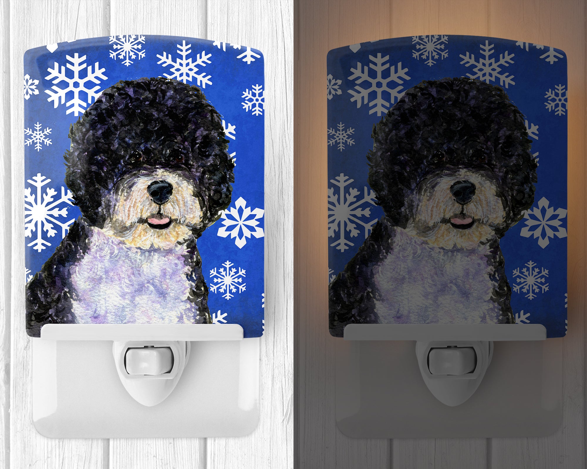 Portuguese Water Dog Winter Snowflakes Holiday Ceramic Night Light SS4628CNL - the-store.com