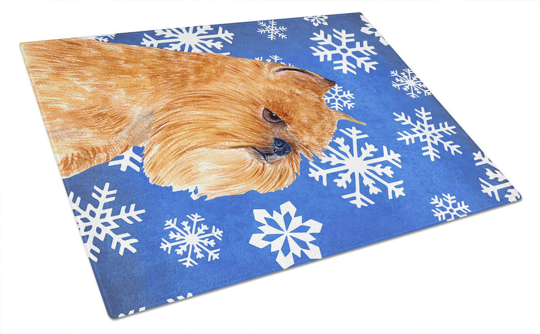 Brussels Griffon Winter Snowflakes Holiday Glass Cutting Board Large by Caroline's Treasures