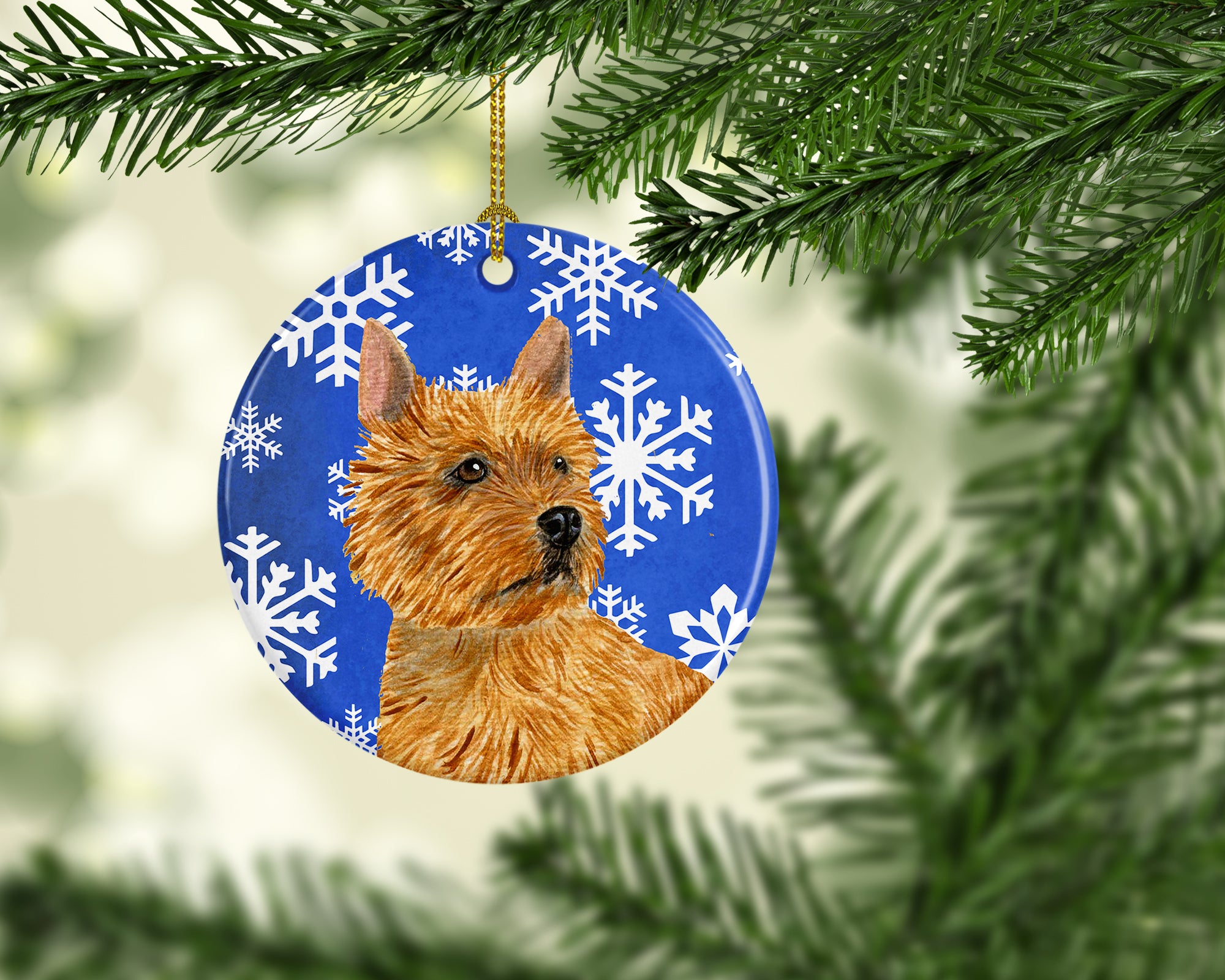 Norwich Terrier Winter Snowflakes Holiday Christmas Ceramic Ornament SS4637 - the-store.com