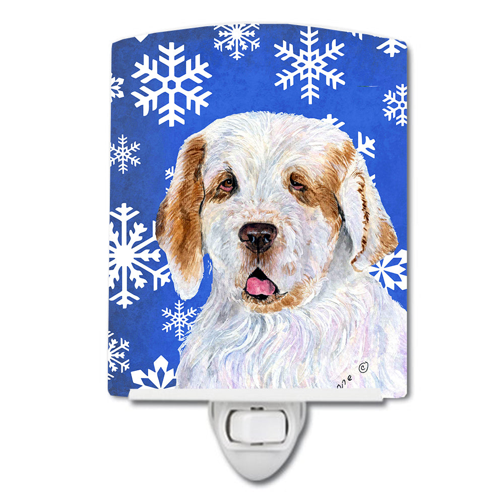 Clumber Spaniel Winter Snowflakes Holiday Ceramic Night Light SS4638CNL - the-store.com